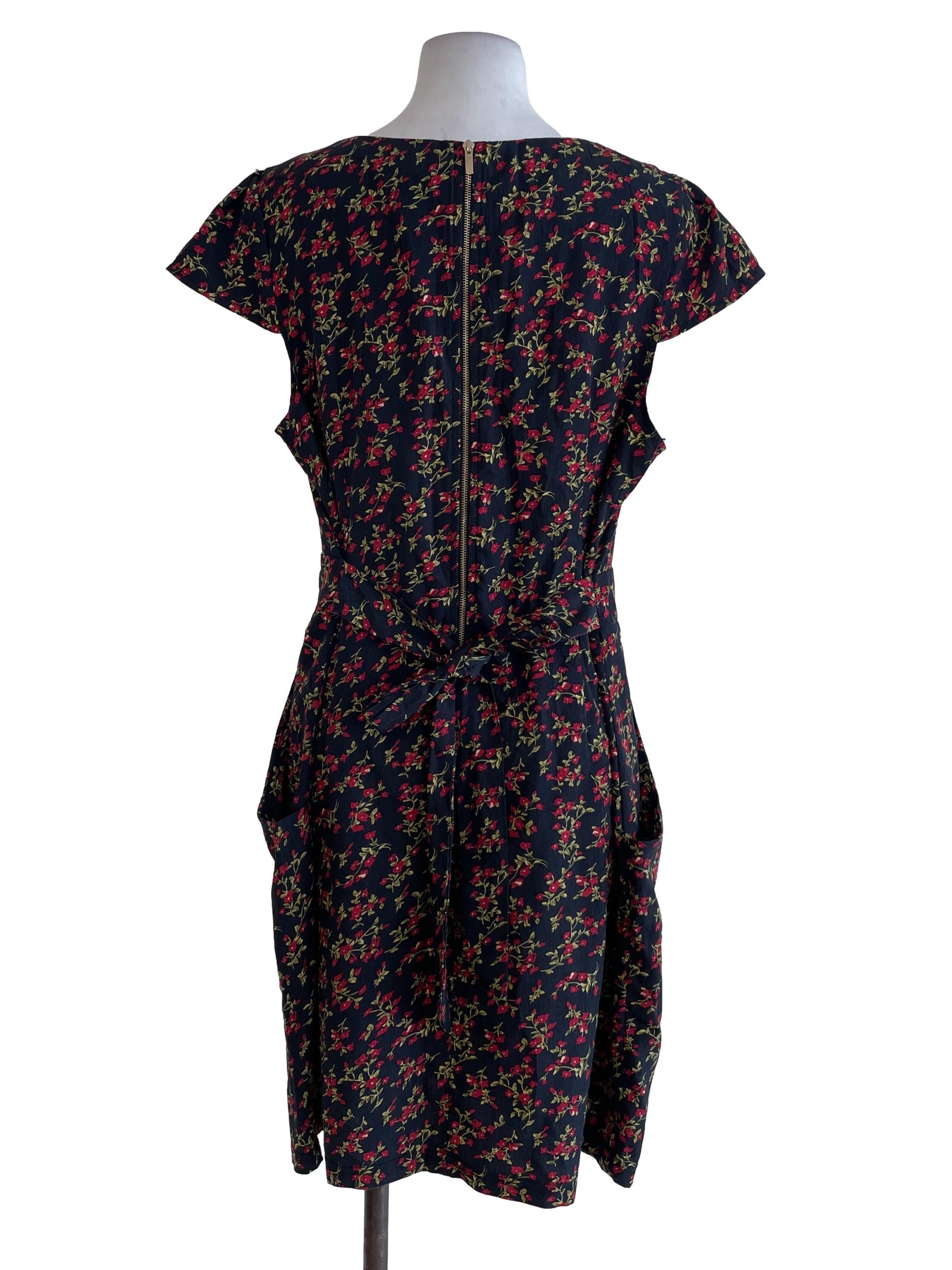 Black Floral A Line Dress