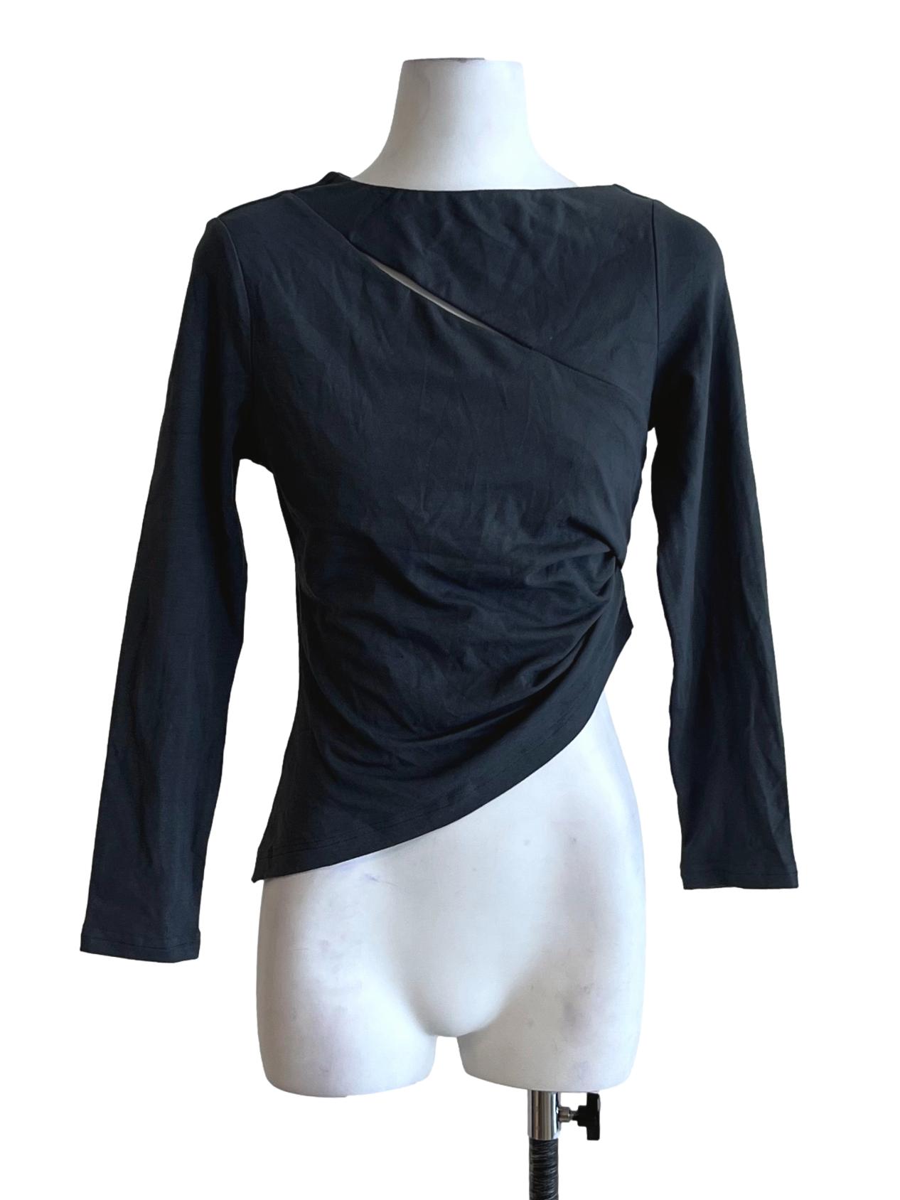 Stone Grey Jewel Neckline Blouse