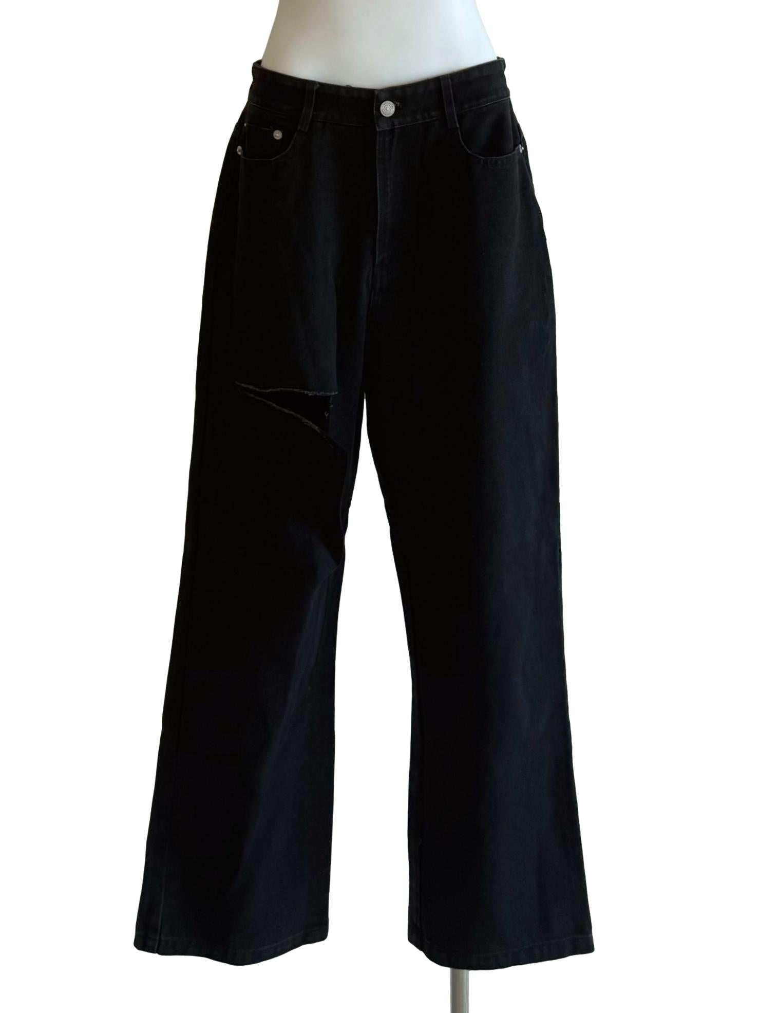 Charcoal Ripped Baggy Jeans