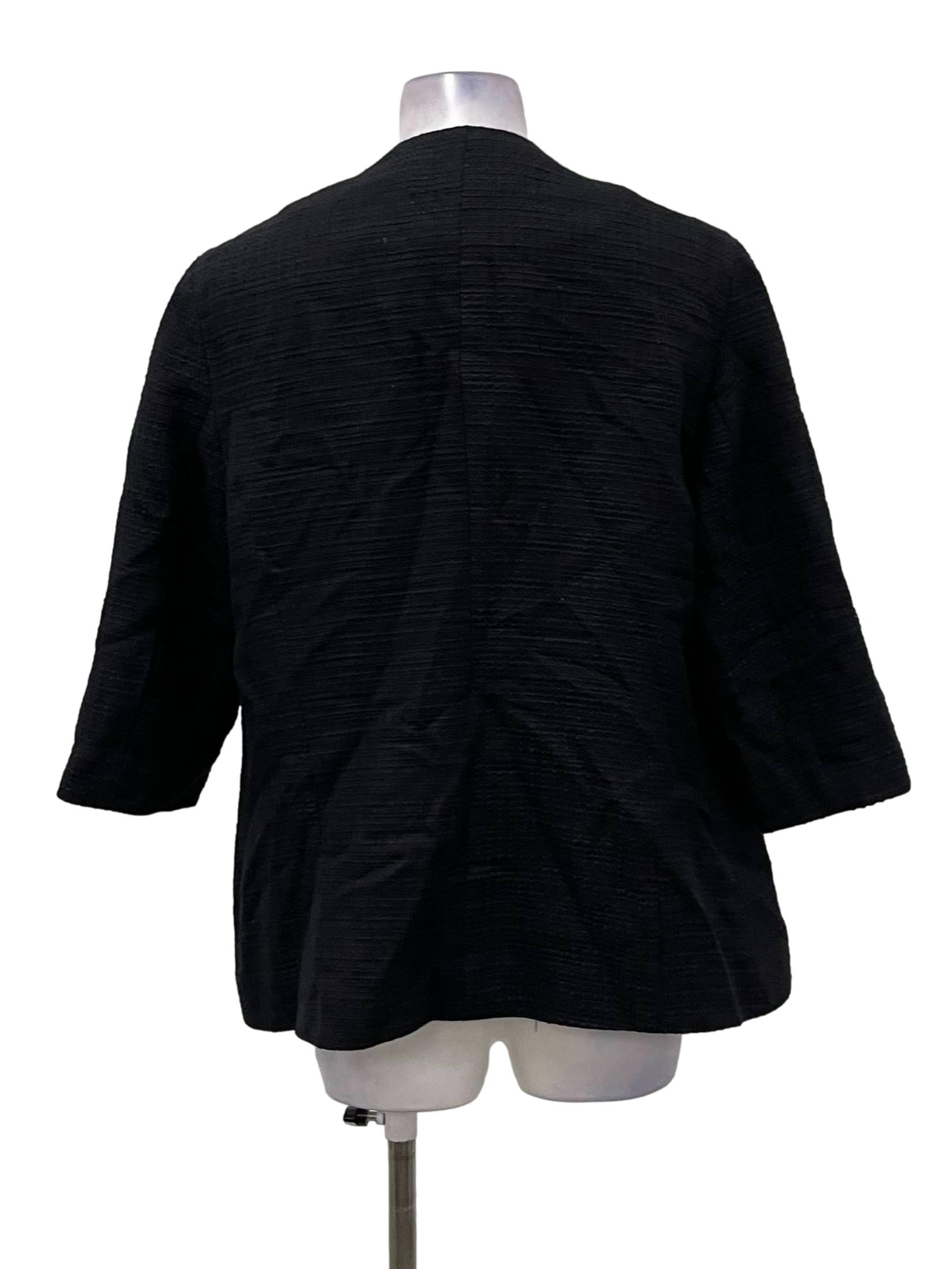 Black Knit Button Up Long Sleeve Blazer
