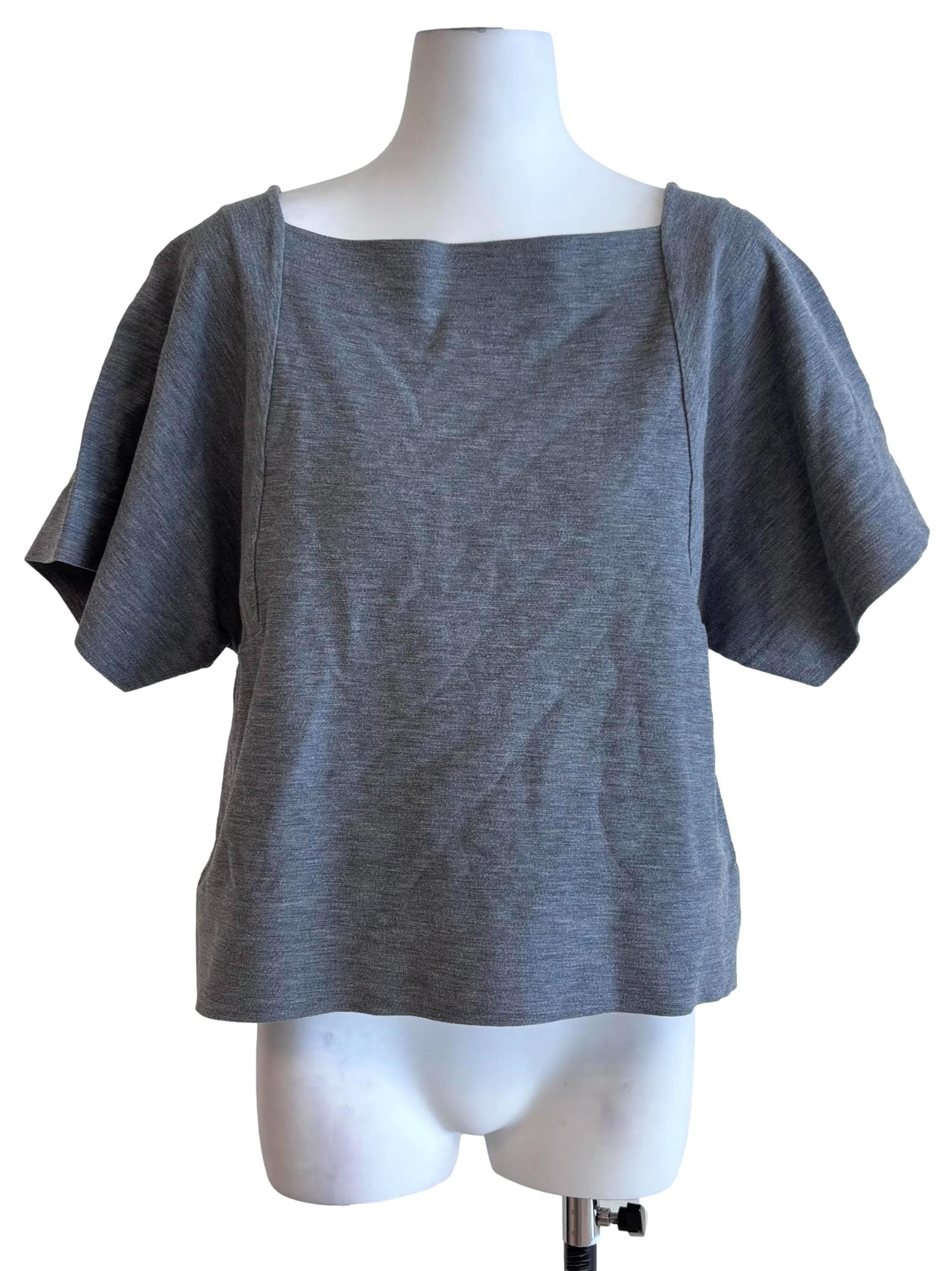 Fossil Grey Square Neck Boxy Top