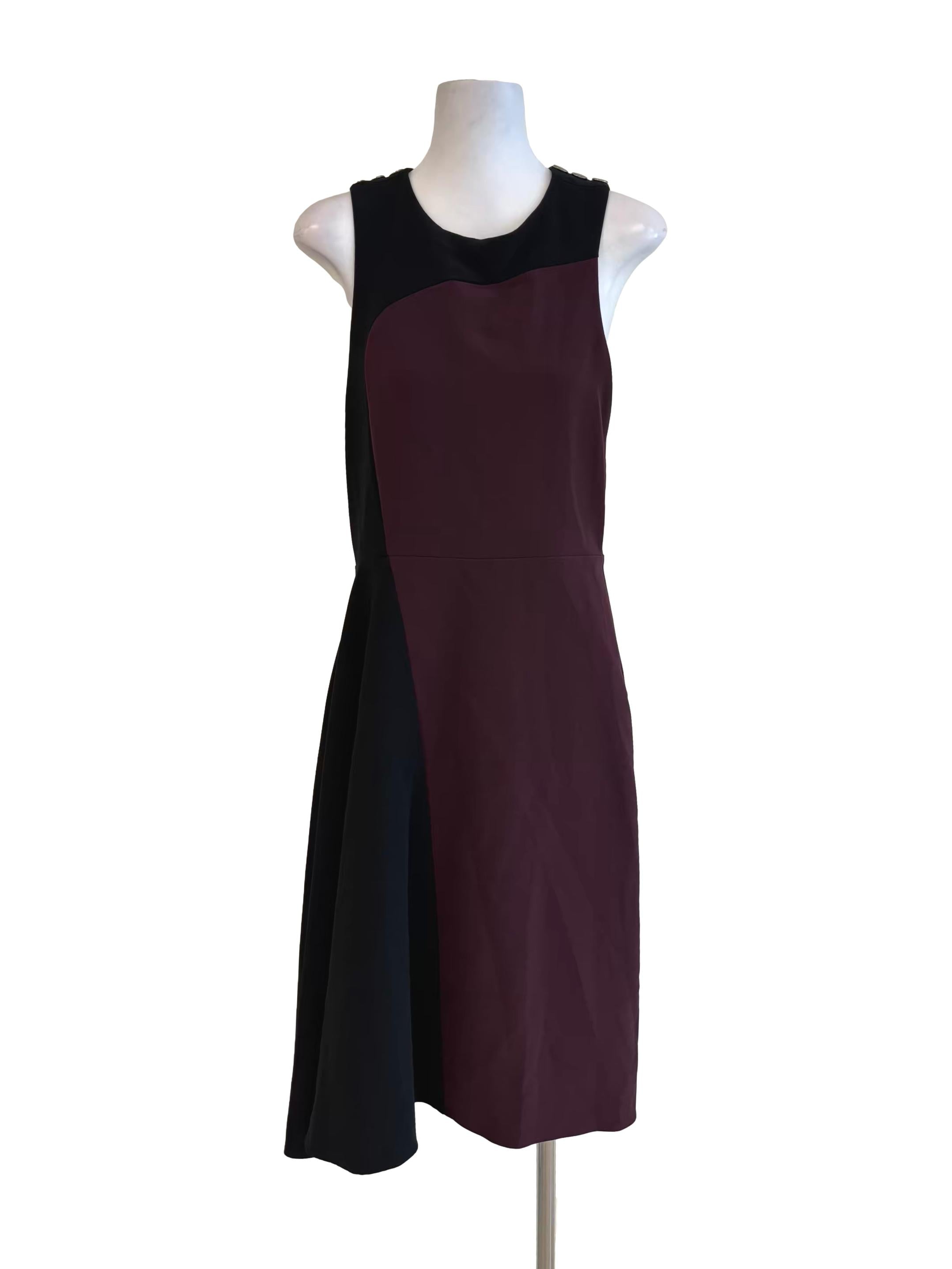 Dark Plum Black Sleeveless A-Line Dress