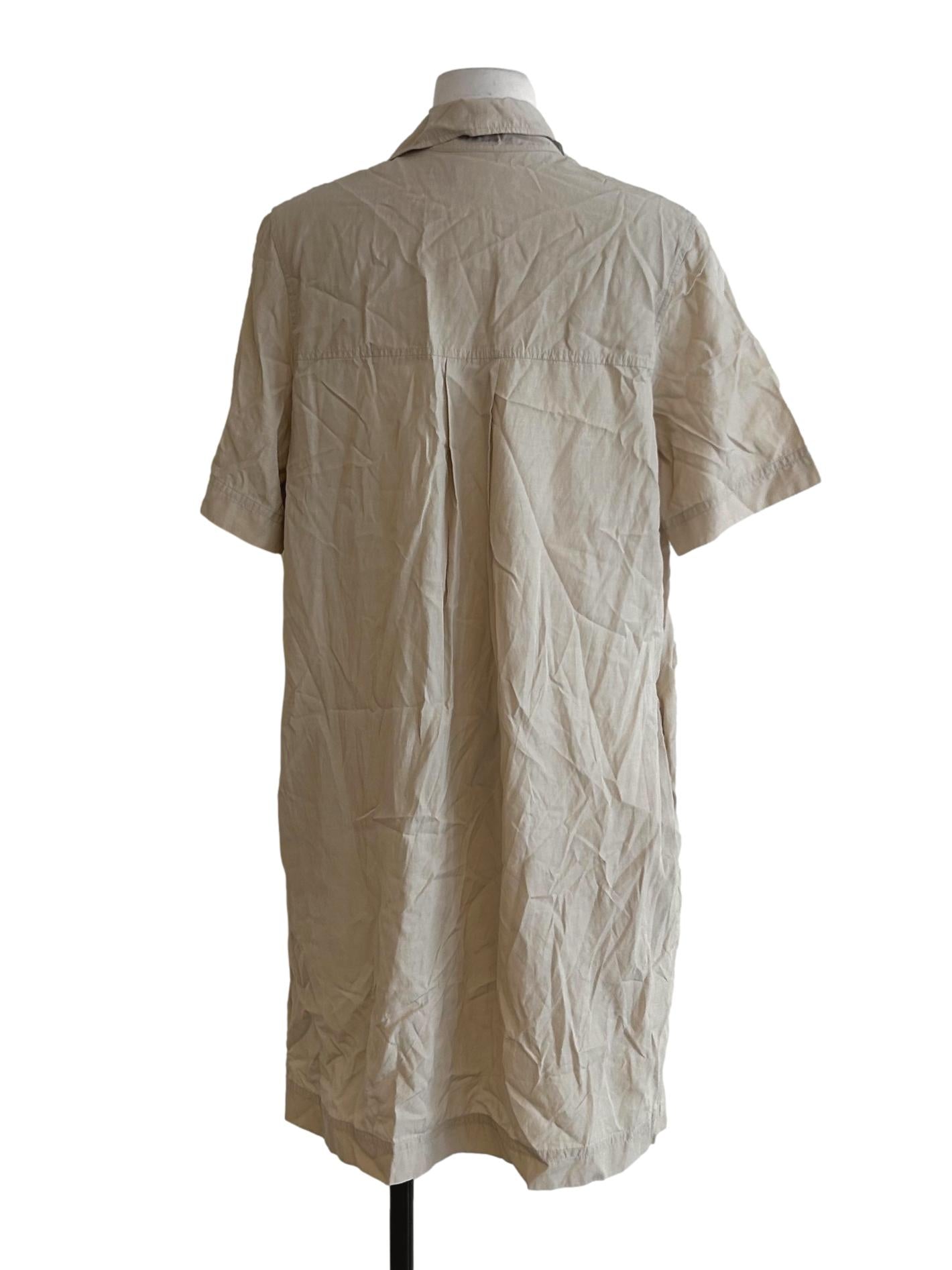 Beige Longline Dress With Zip