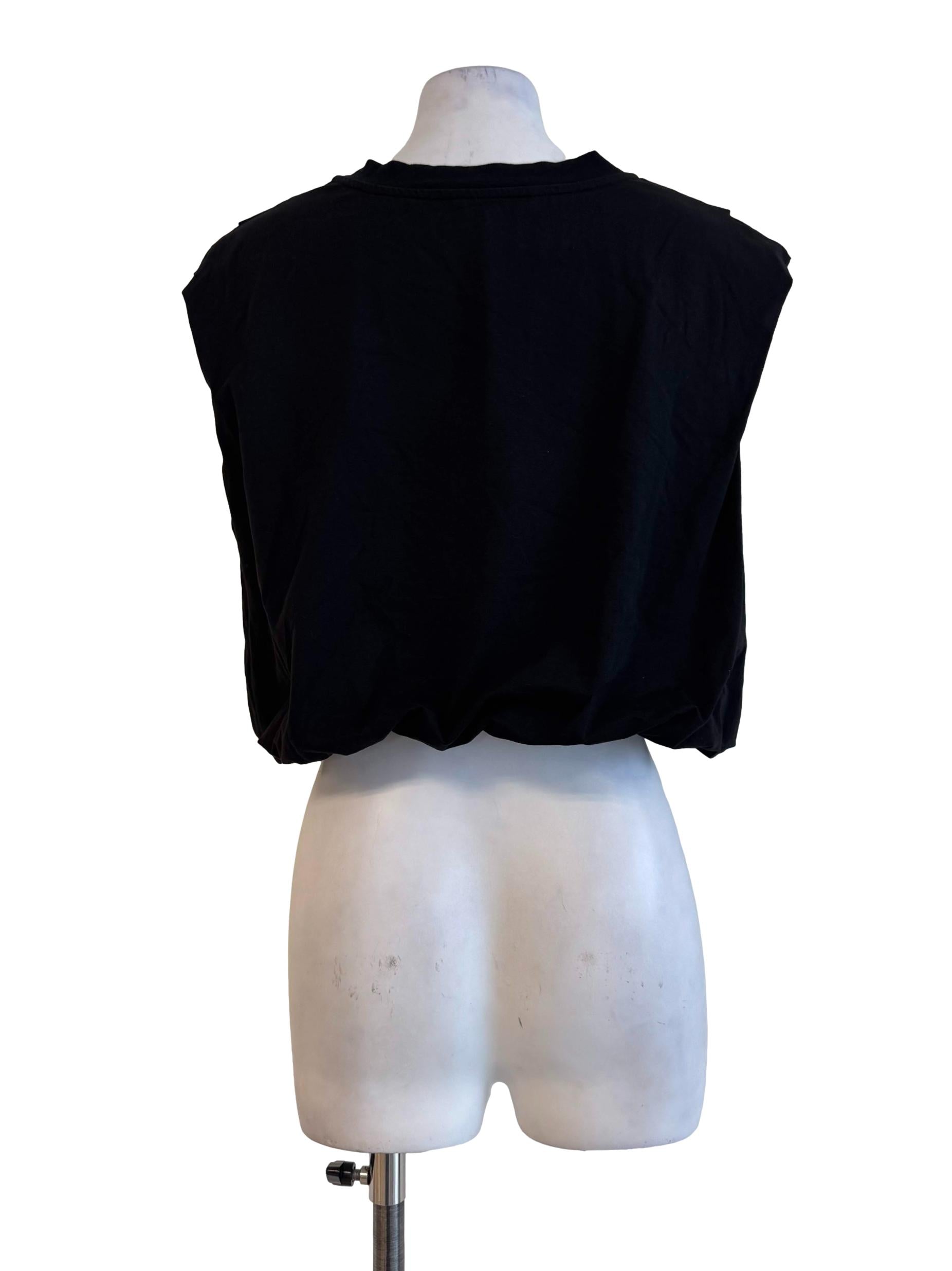 Elastic Black Round Neck Crop Top