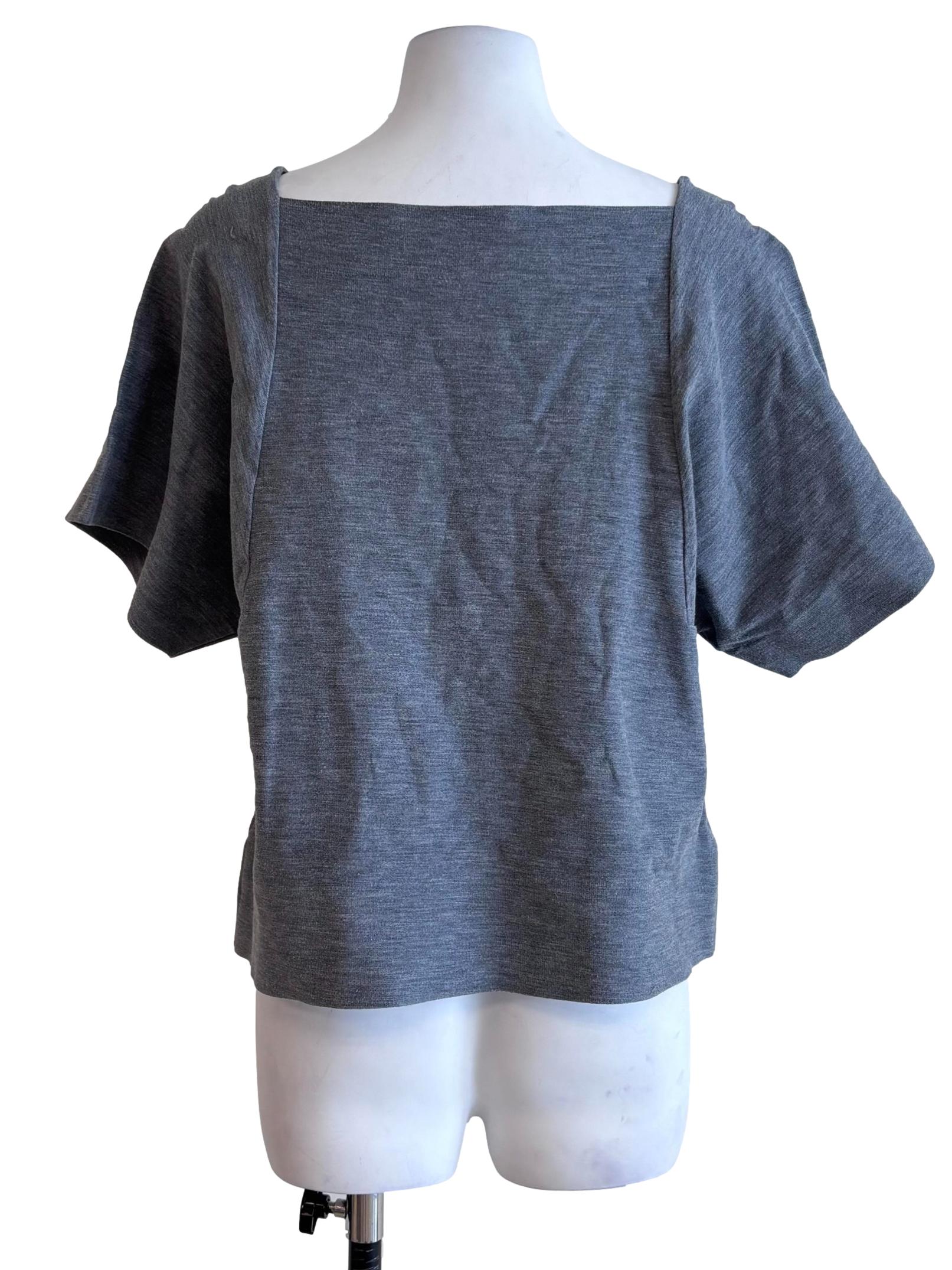 Fossil Grey Square Neck Boxy Top