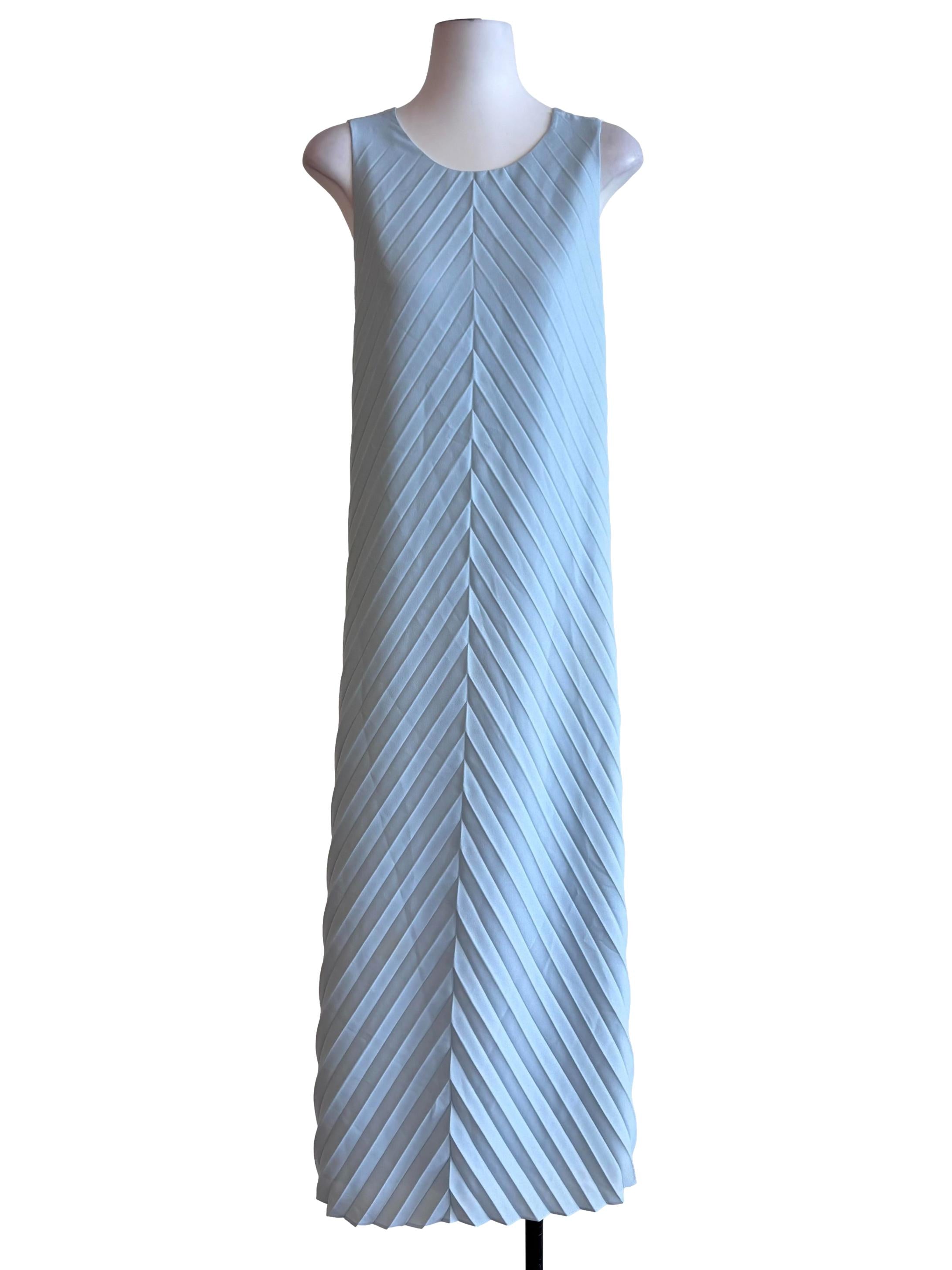 Sky Blue Pleated Cross Back Dress