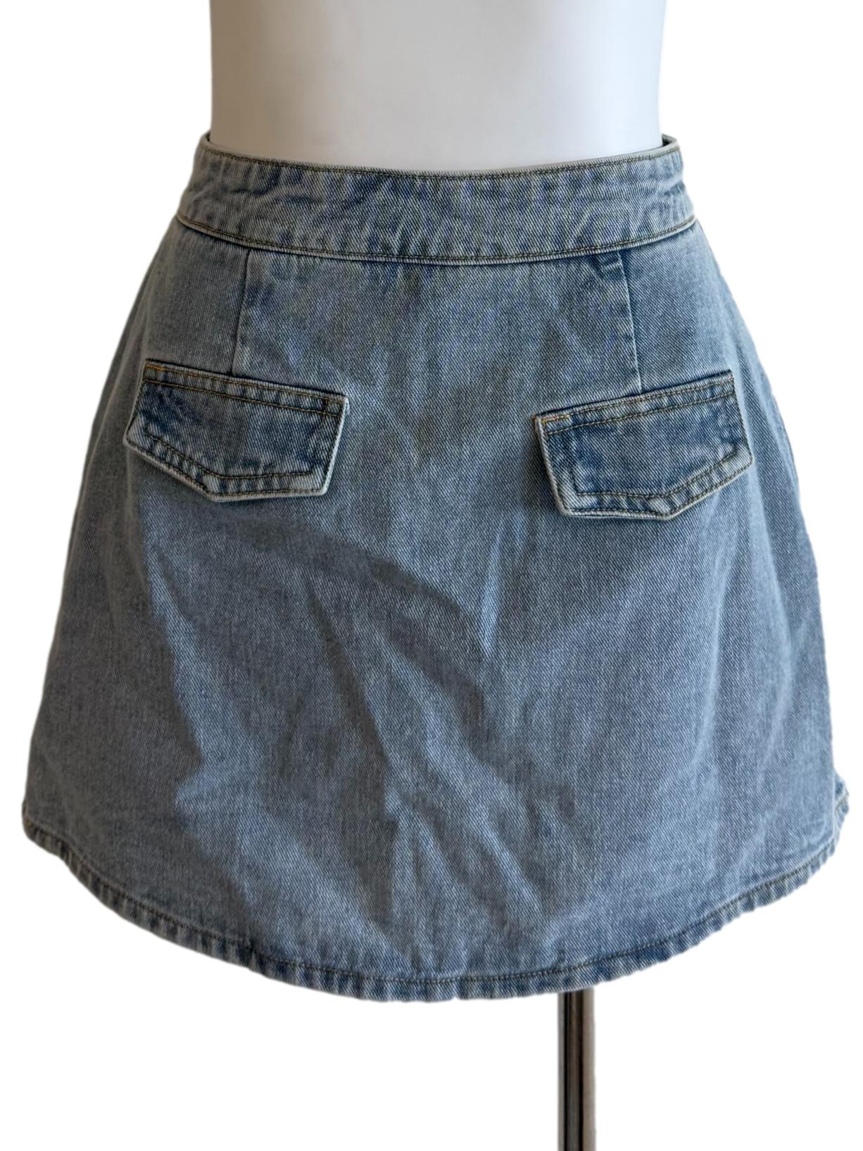 Light Blue A-Line Denim Skirt