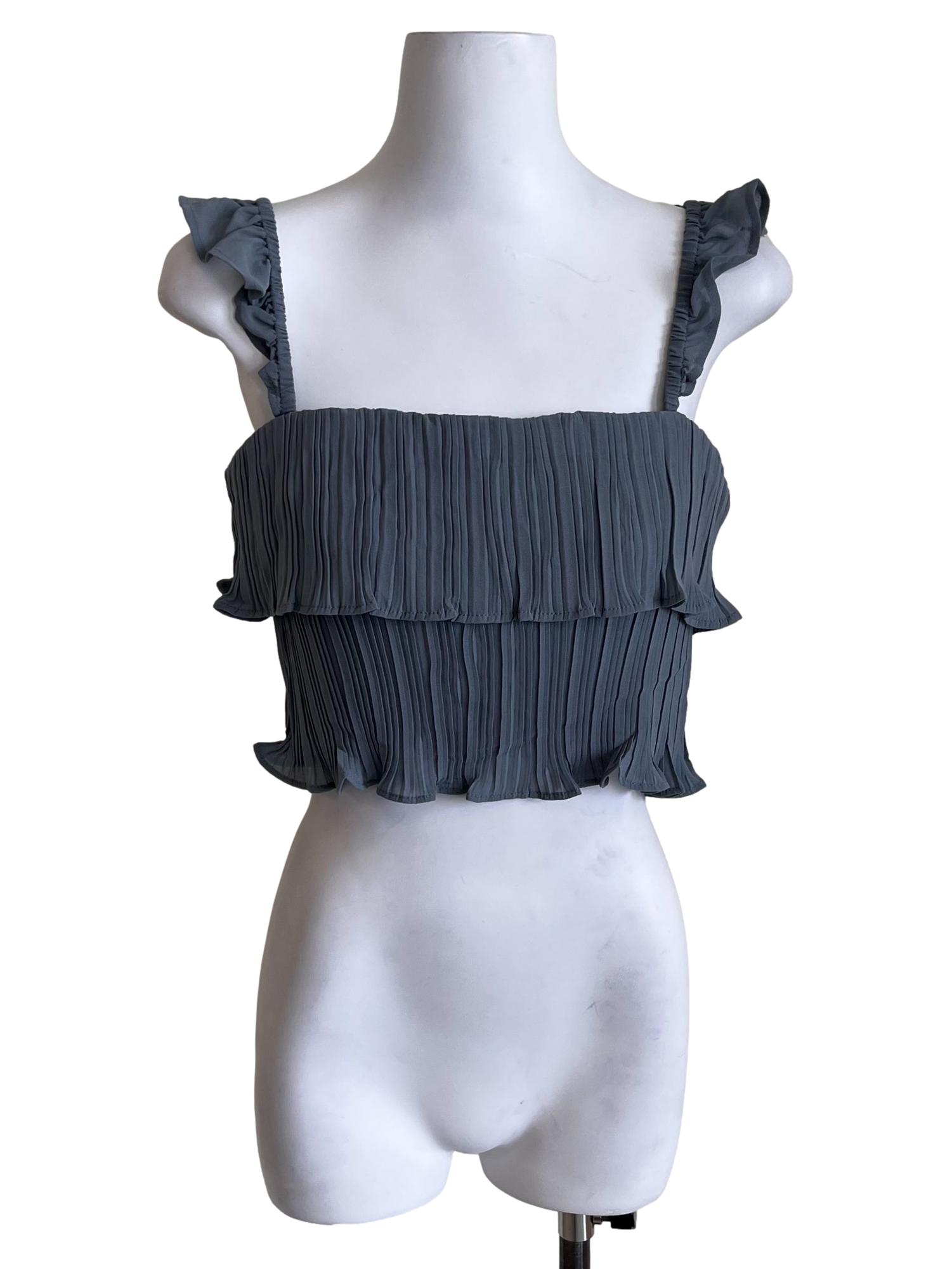 Stone Blue Square Cropped Top