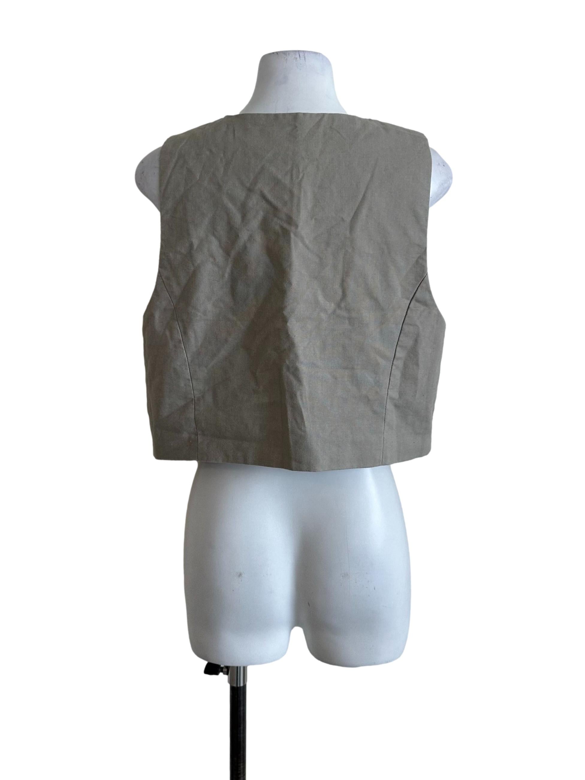 Hazel Beige V Neck Button Vest