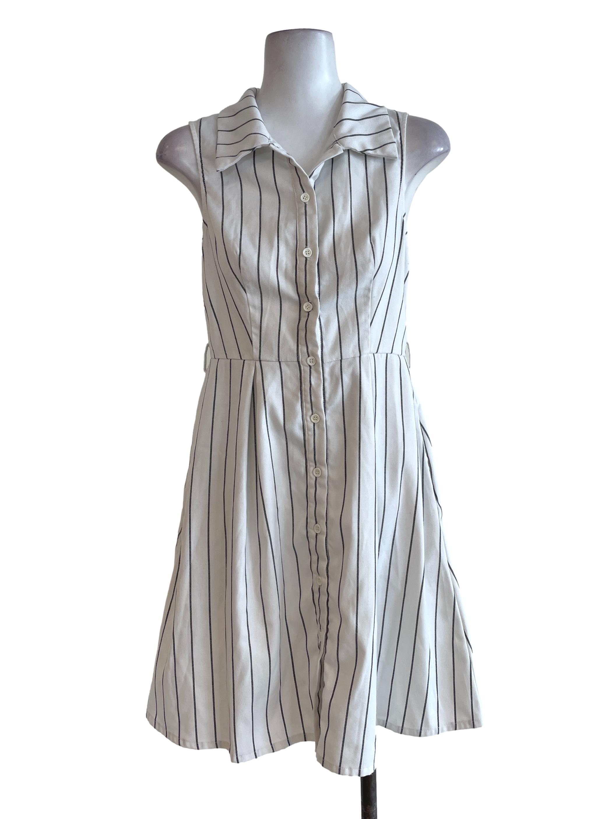 White Chalk Stripe Dress LB