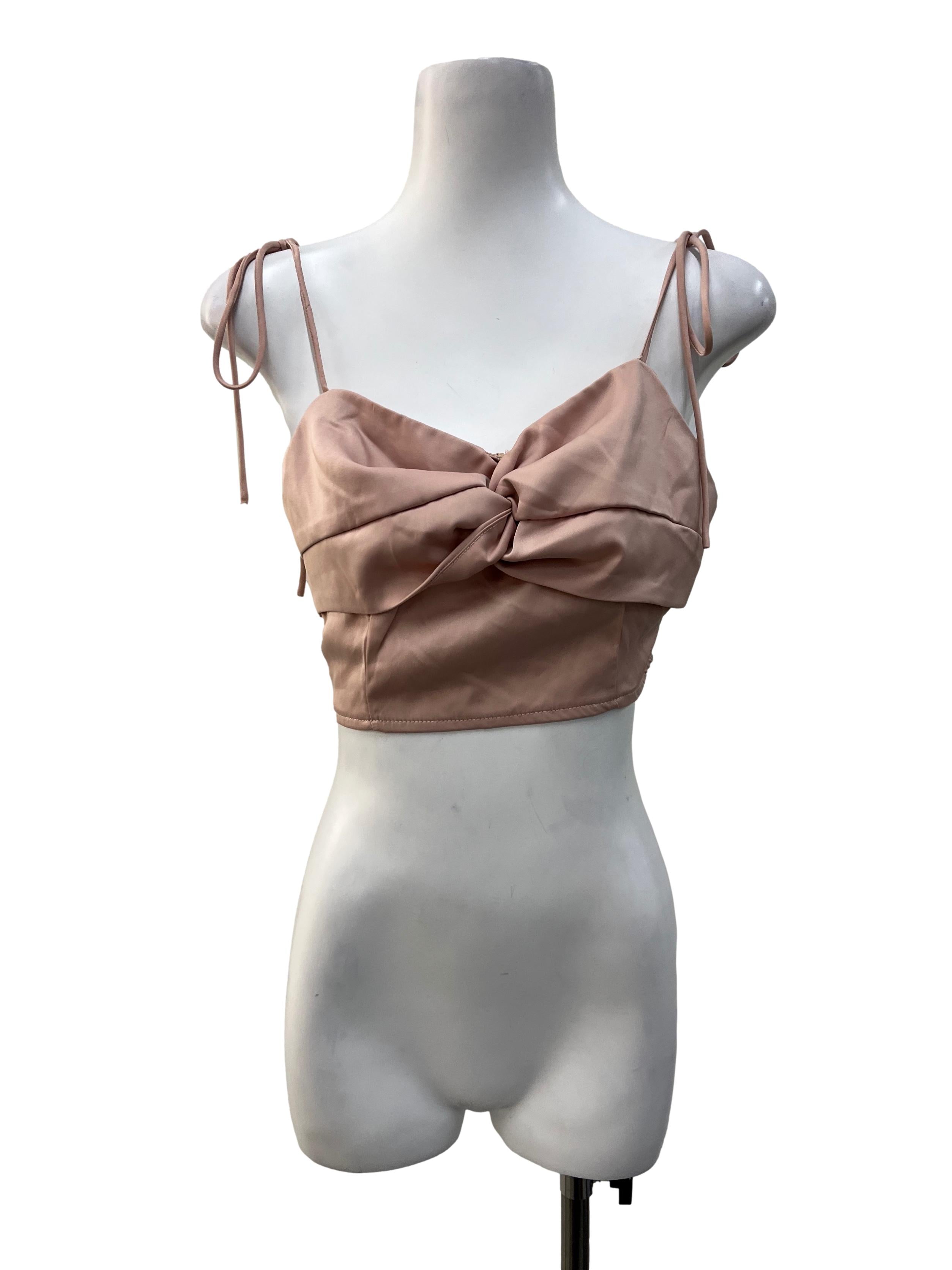 Pink Knotted Satin Top