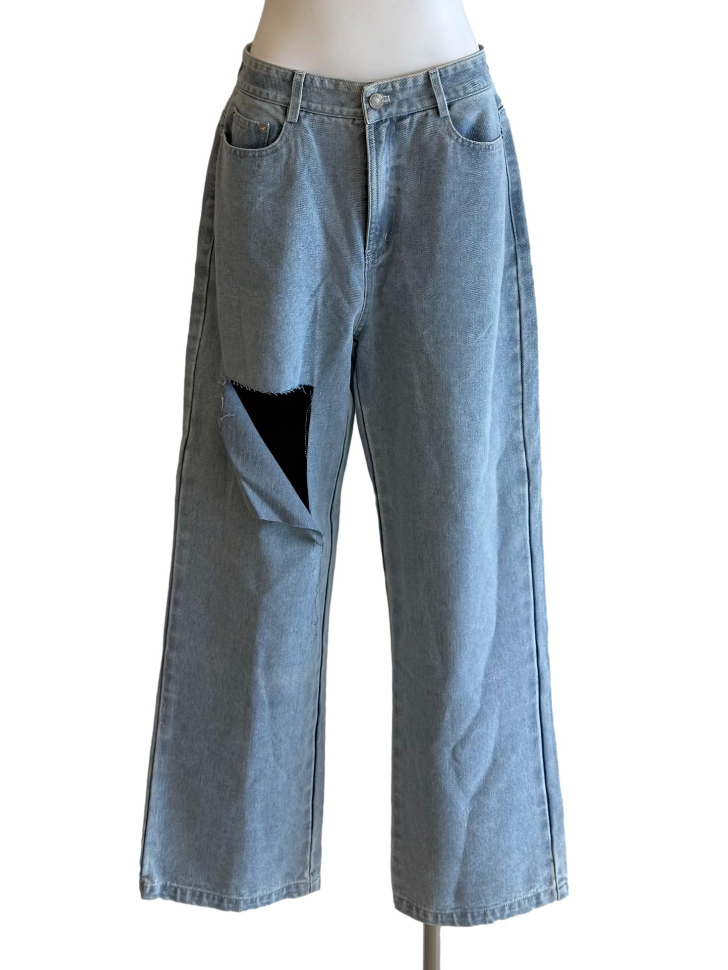 Blue Ripped Baggy Jeans