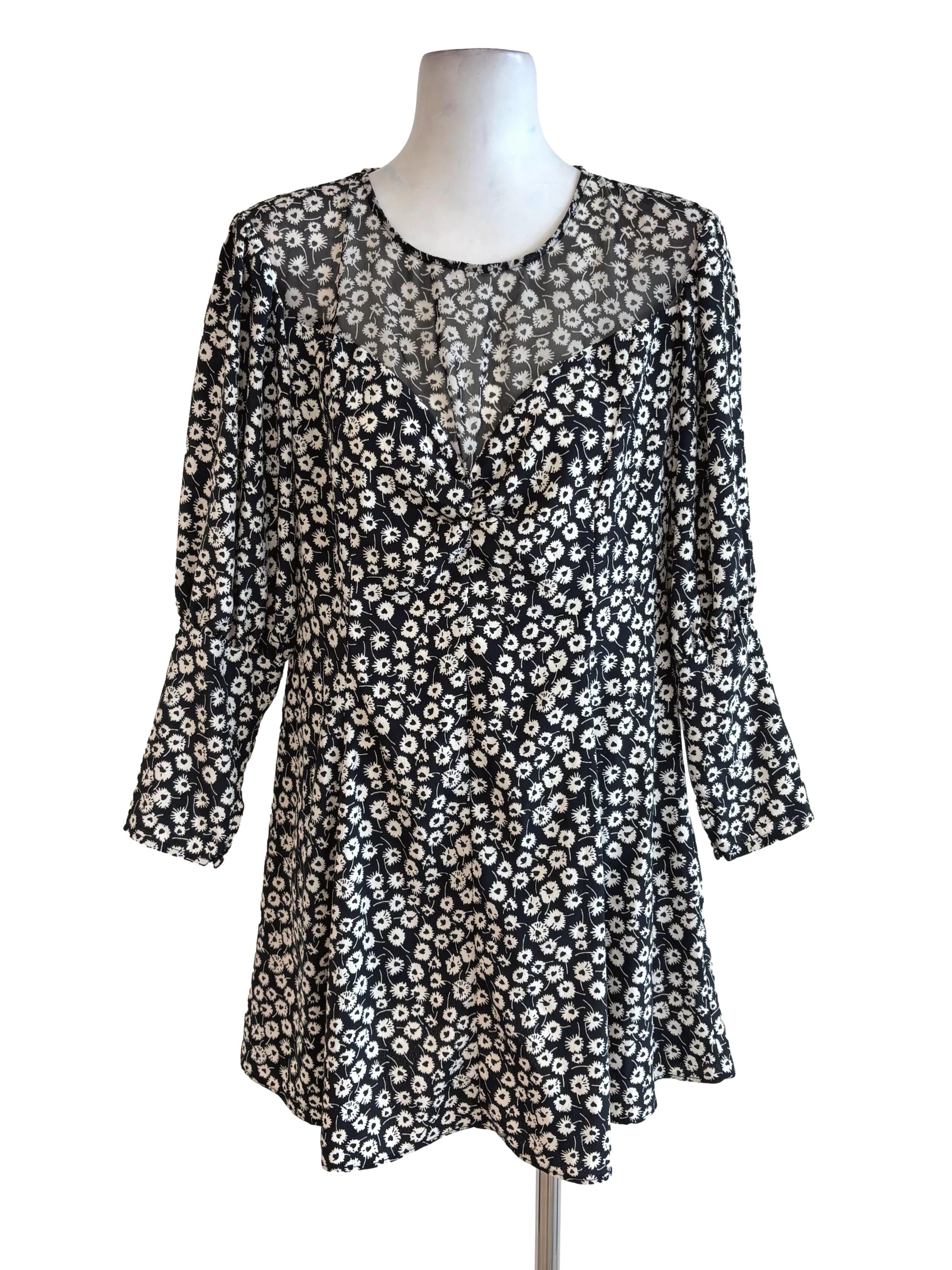 Black Floral Sheer Dress