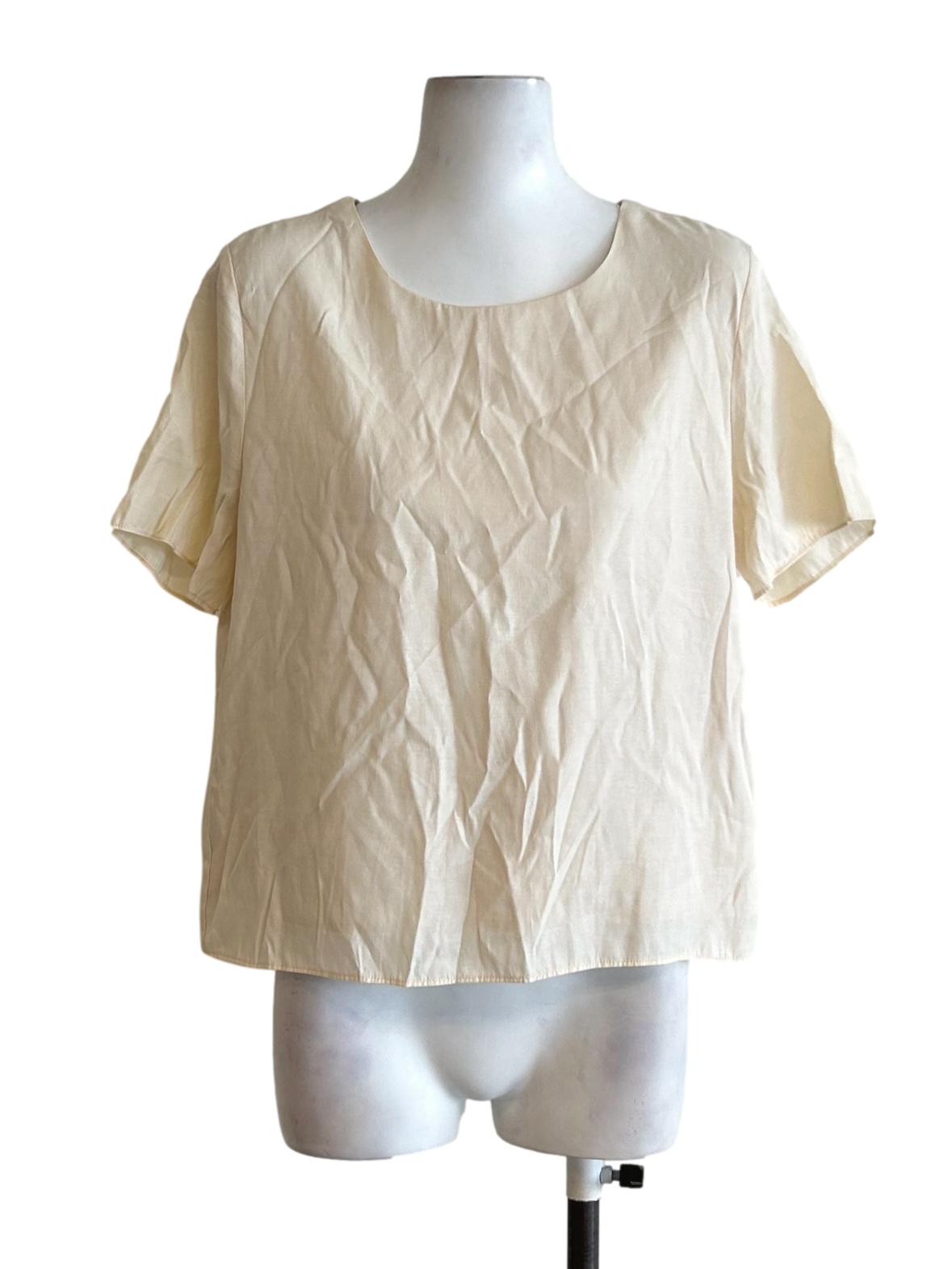 Cream Jewel Neck Blouse