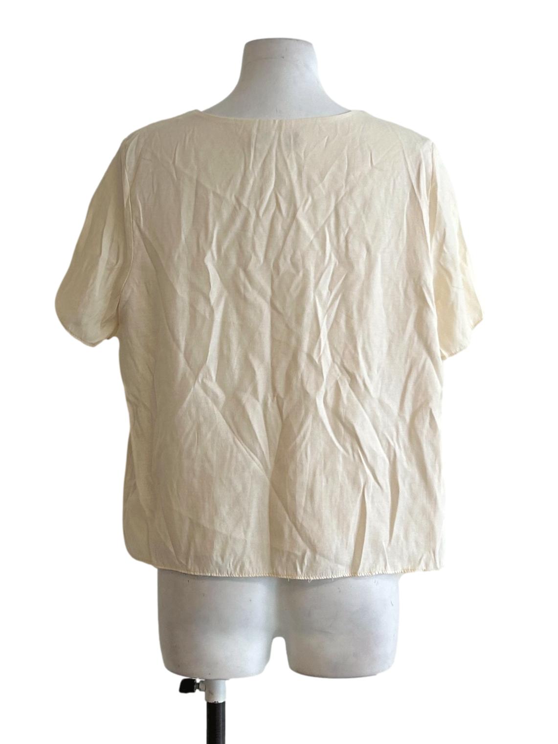 Cream Jewel Neck Blouse
