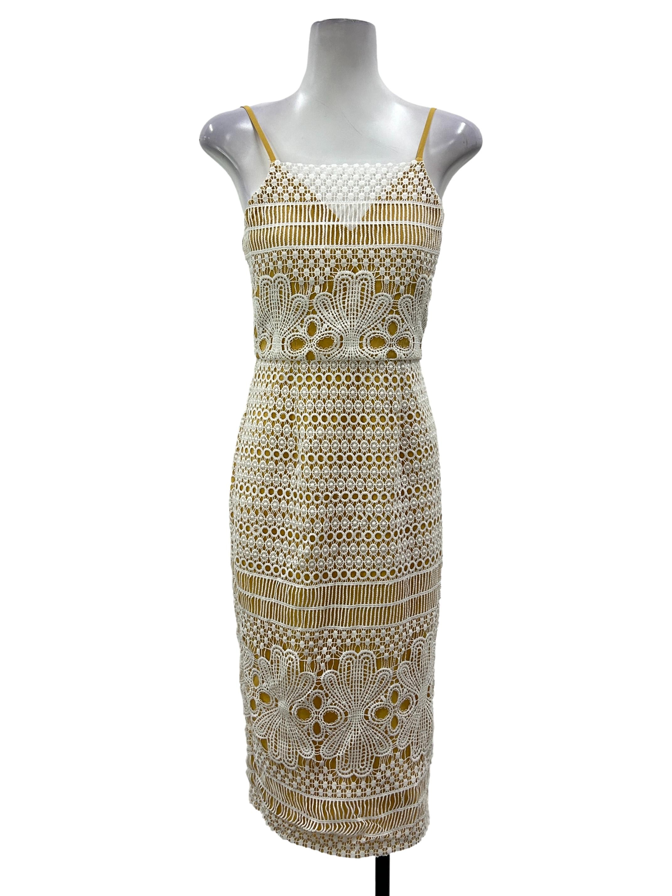 Yellow Lace Sleeveless Dress