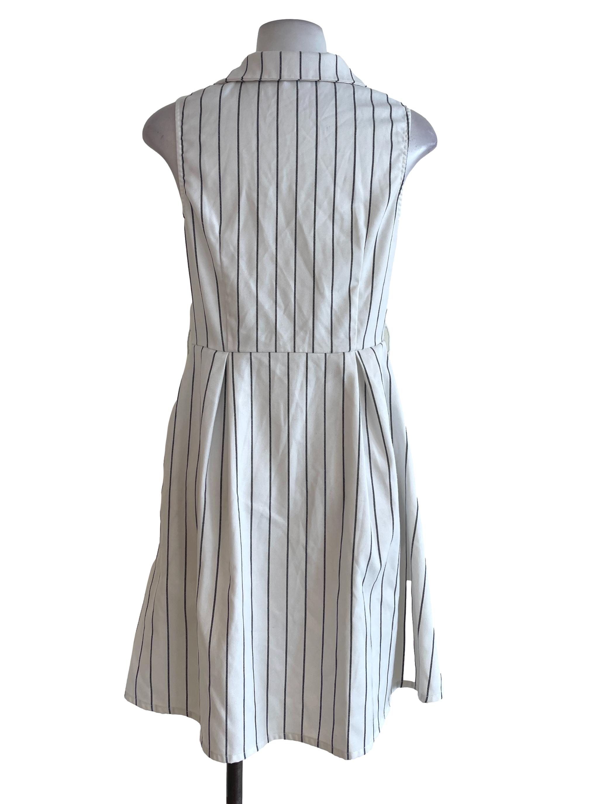 White Chalk Stripe Dress LB