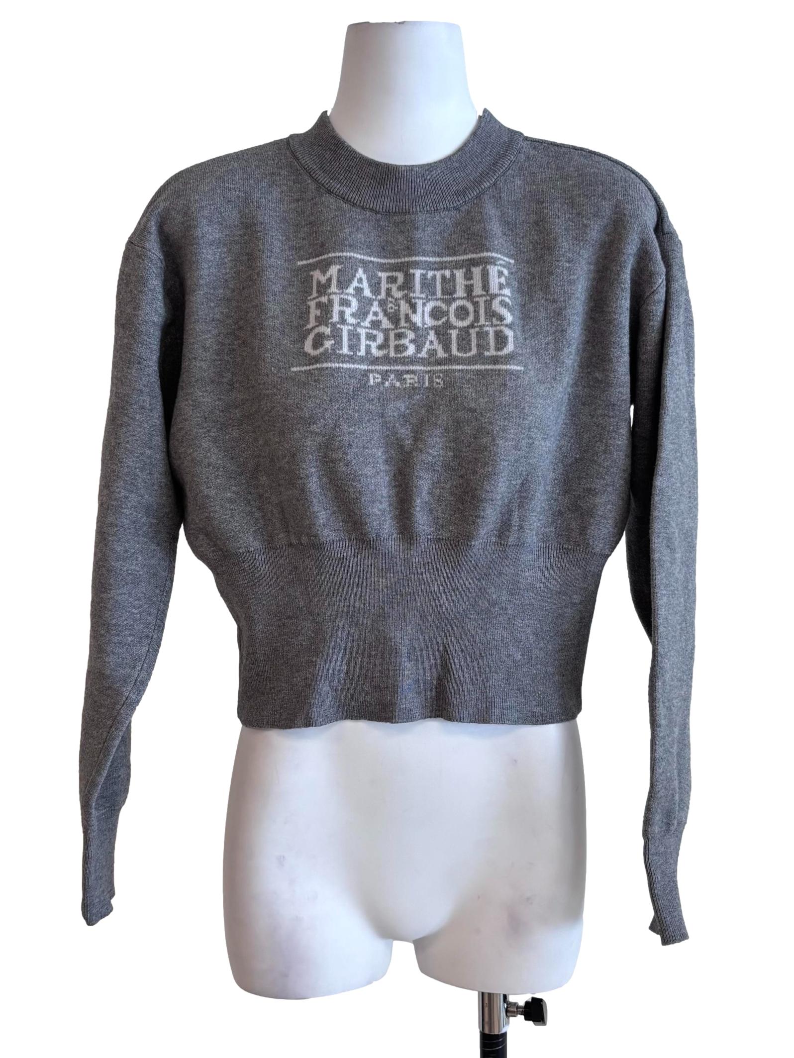 Grey Ribbed Long Sleeve Knit Top