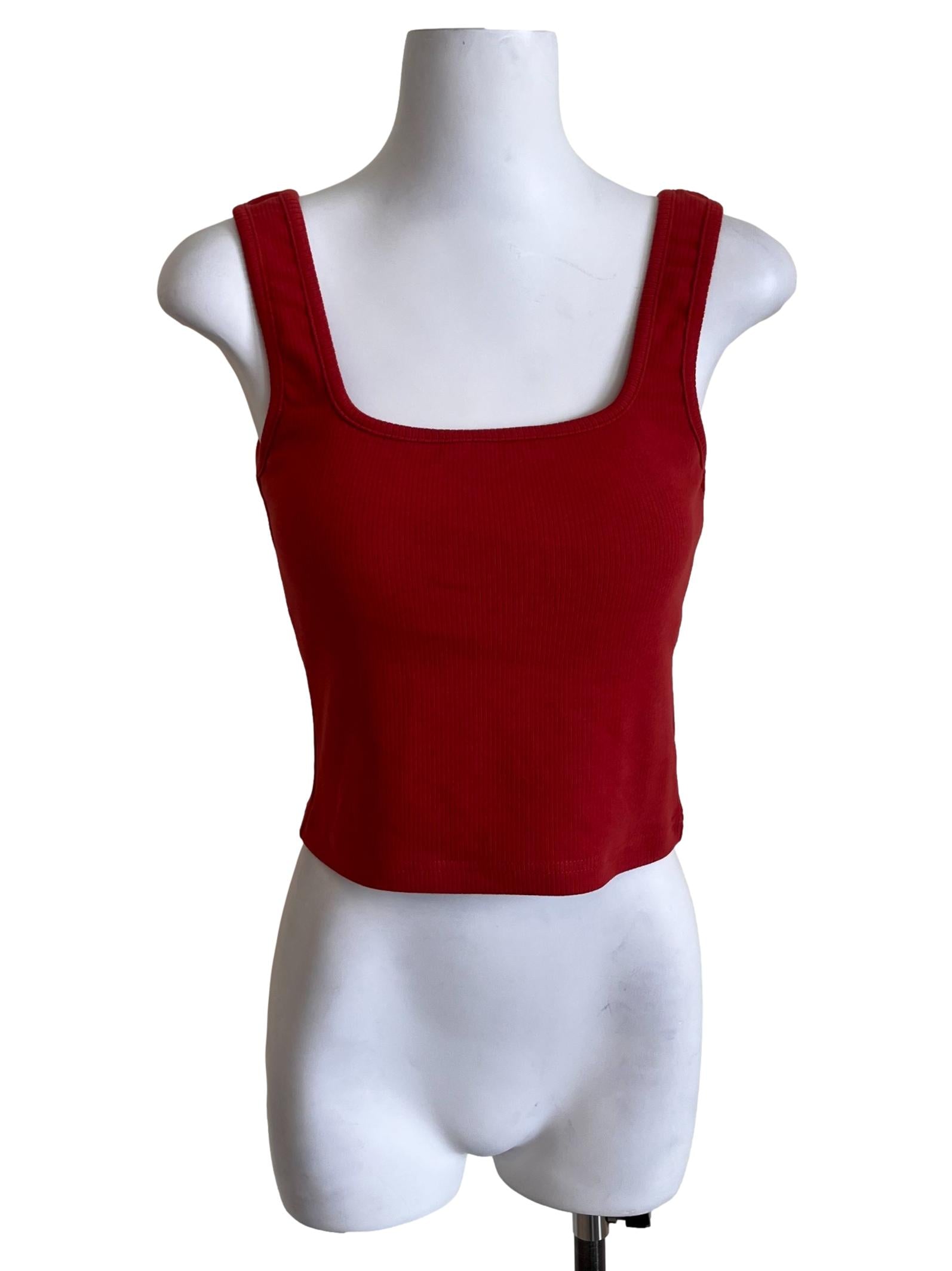 Candy Red Ribbed Tank Top