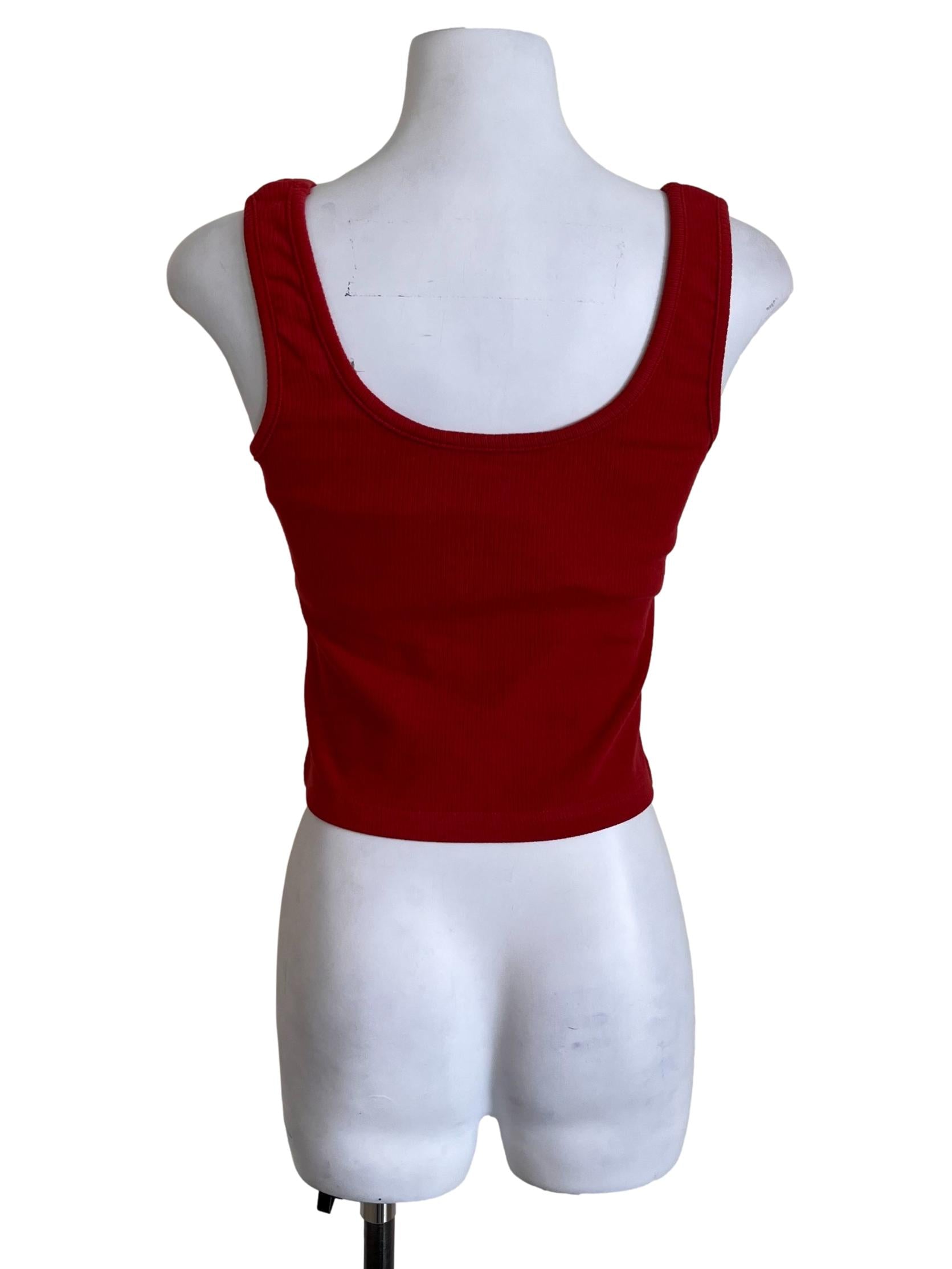Candy Red Ribbed Tank Top