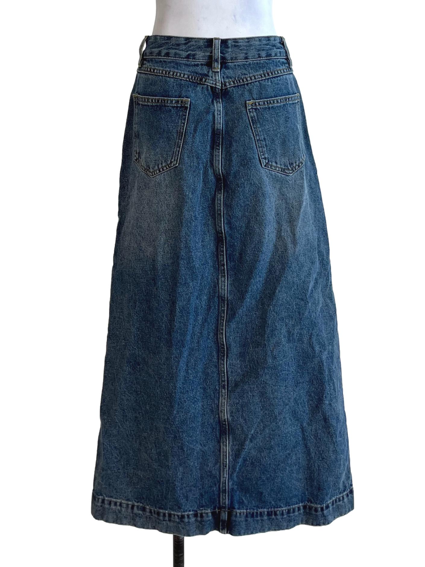 Blue Denim Plain Pencil Skirt