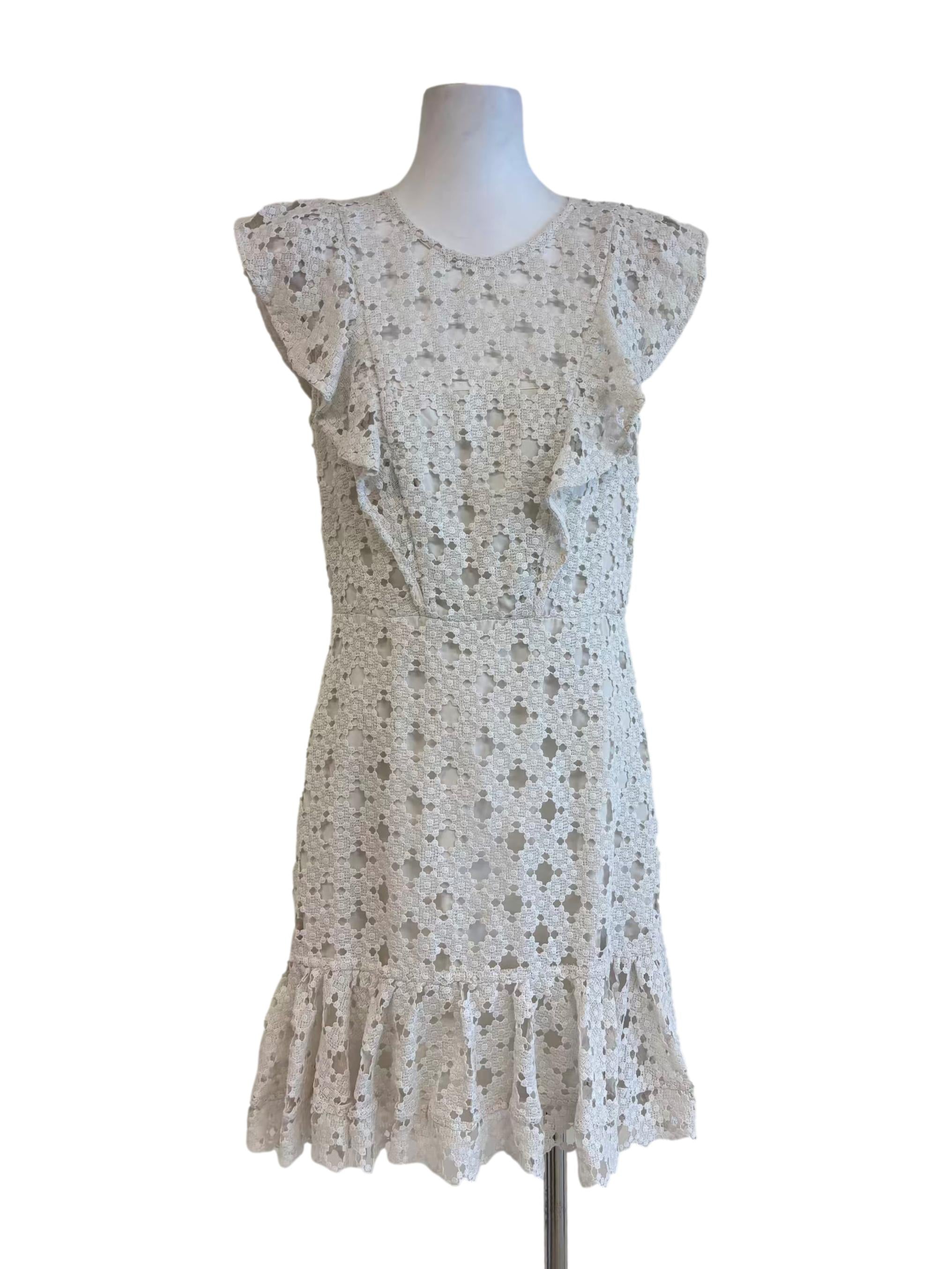 Powder White Sleeveless Ruffle Dress
