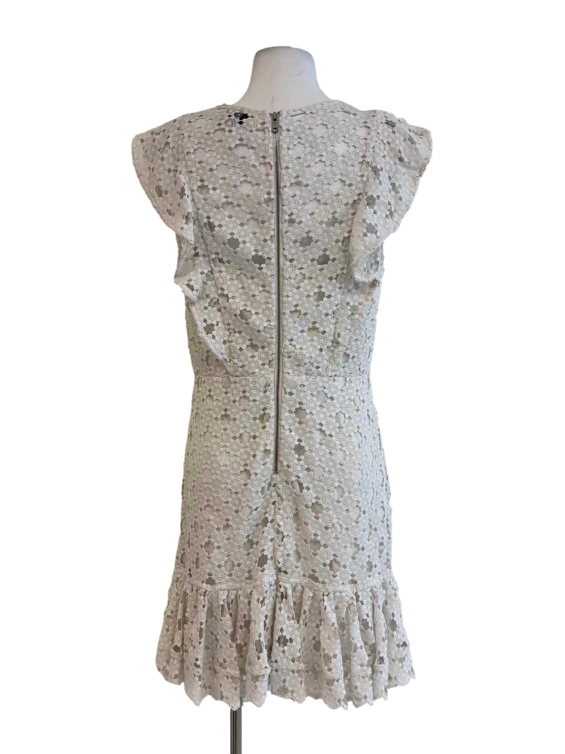 Powder White Sleeveless Ruffle Dress
