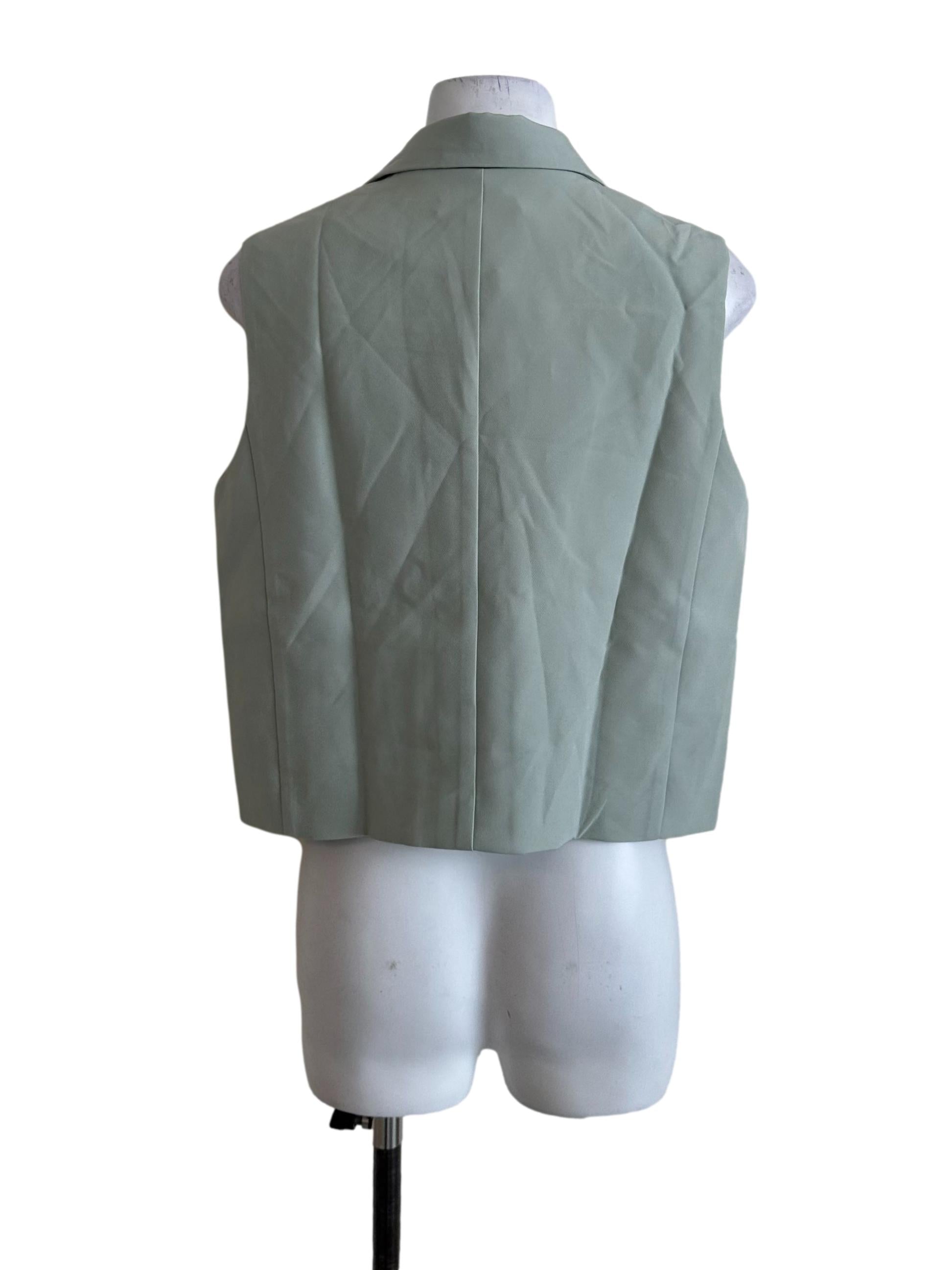 Pastel Green Collar Button Vest