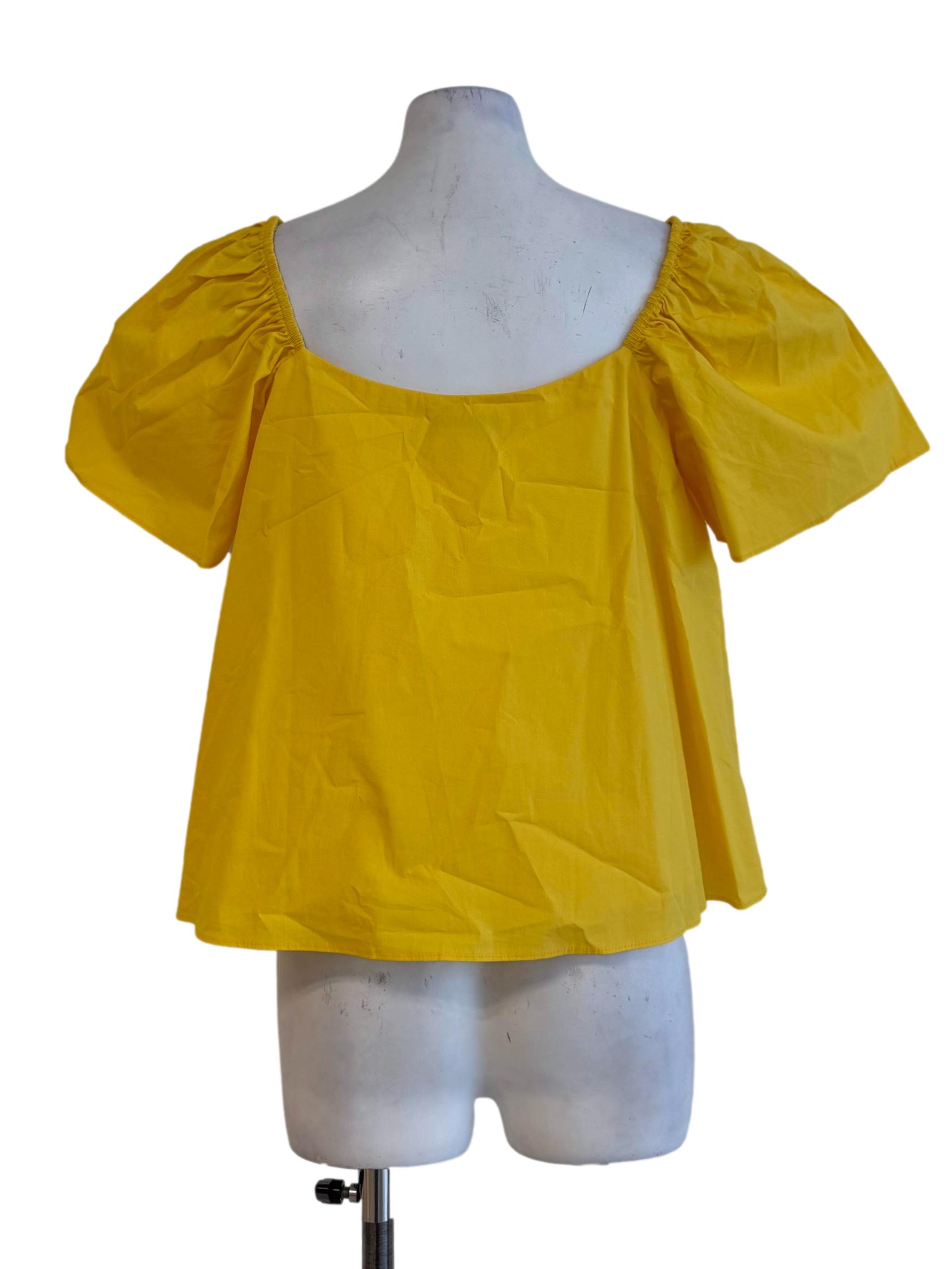 Festive Yellow Deep Round Neck Top