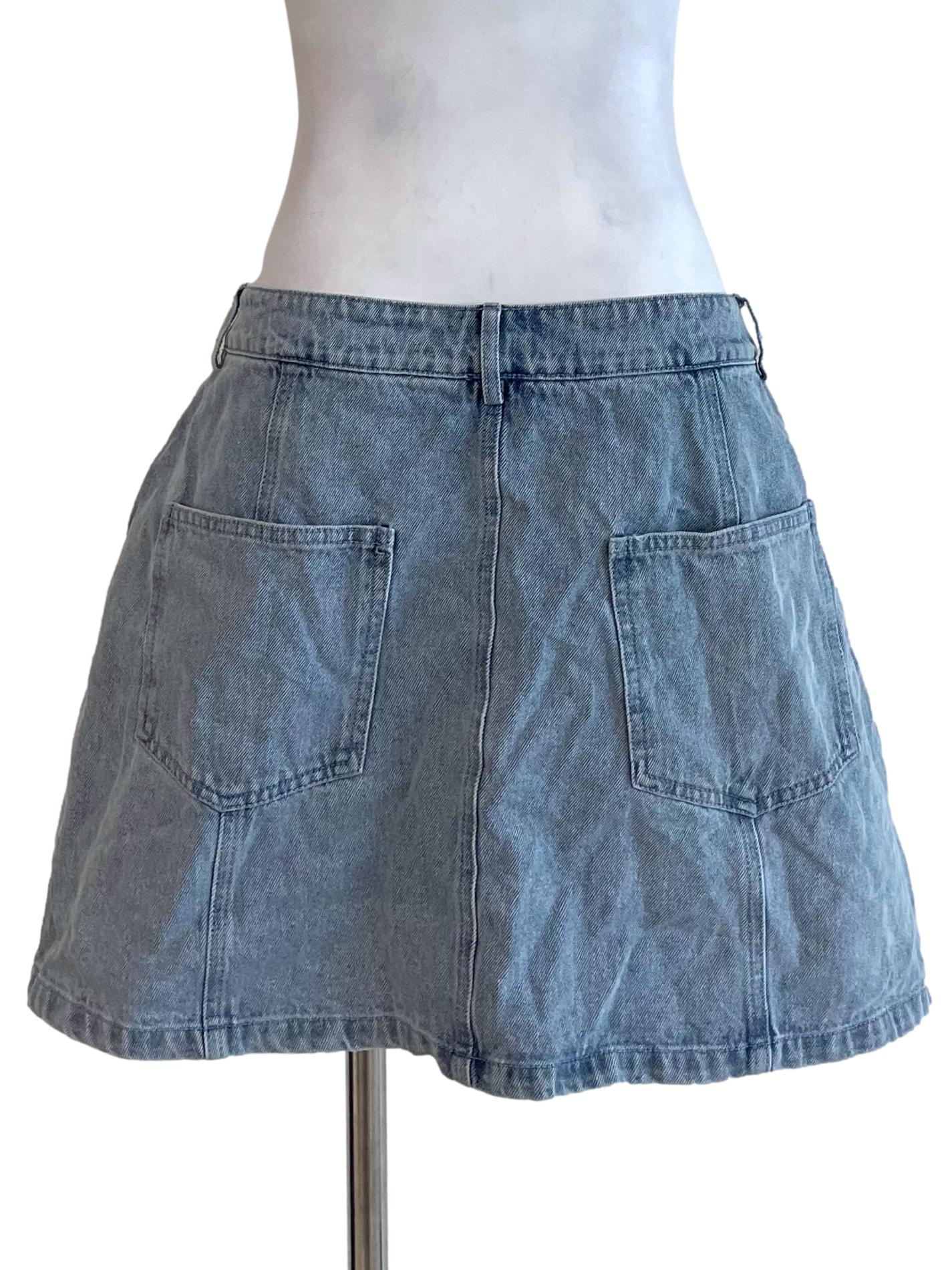 Light Stone Detail Jean Mini Skort