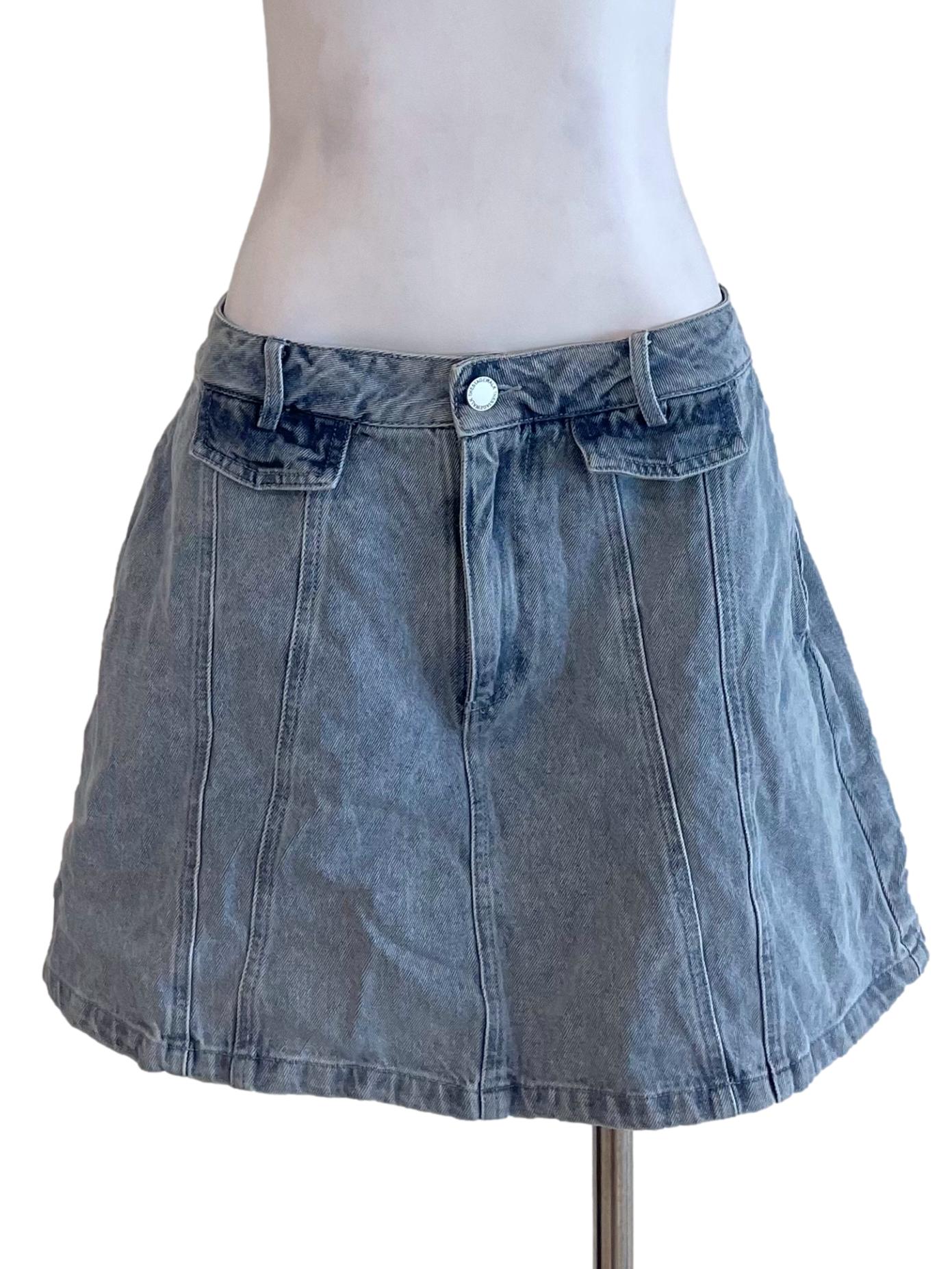Light Stone Detail Jean Mini Skort