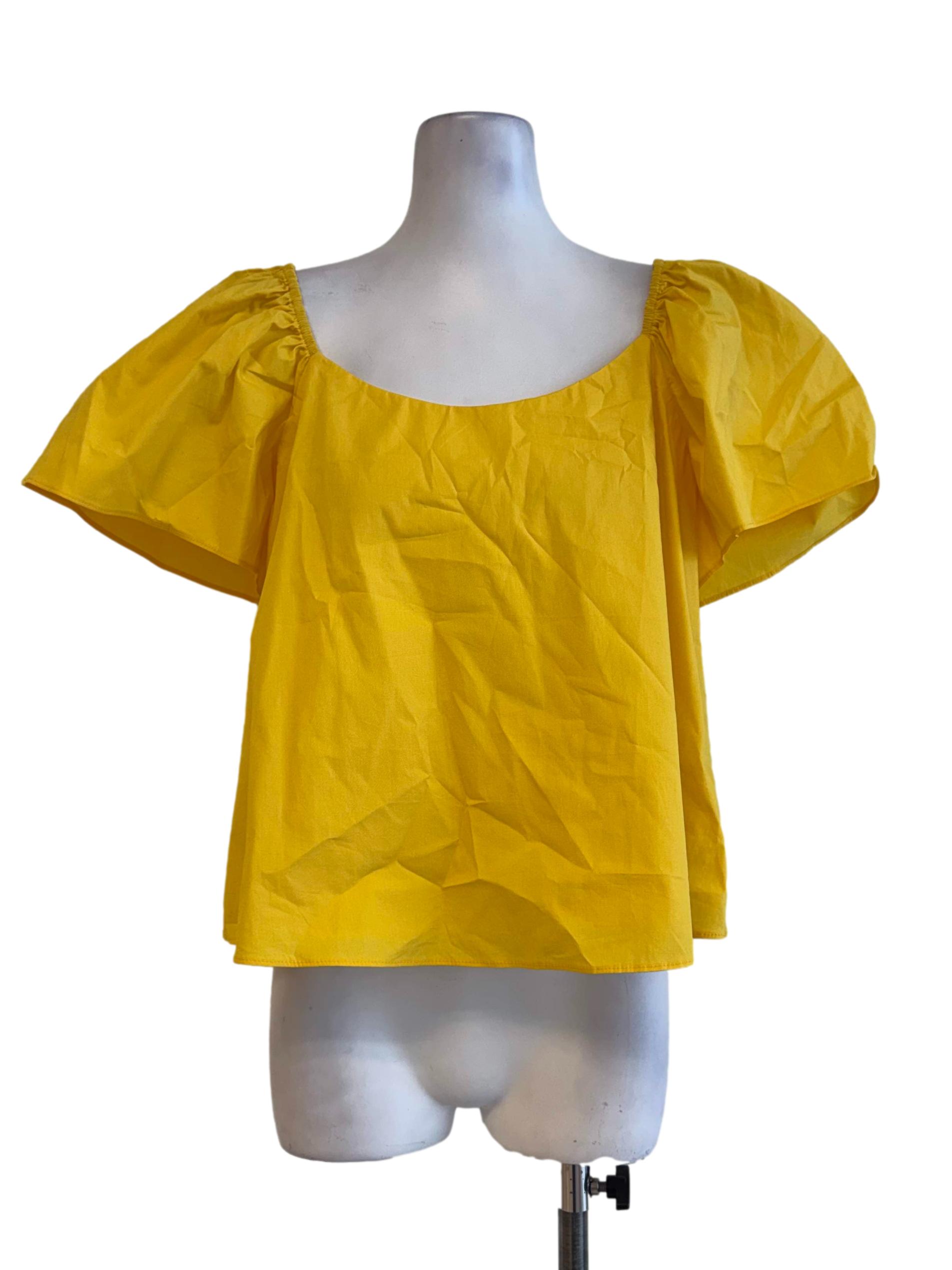 Festive Yellow Deep Round Neck Top