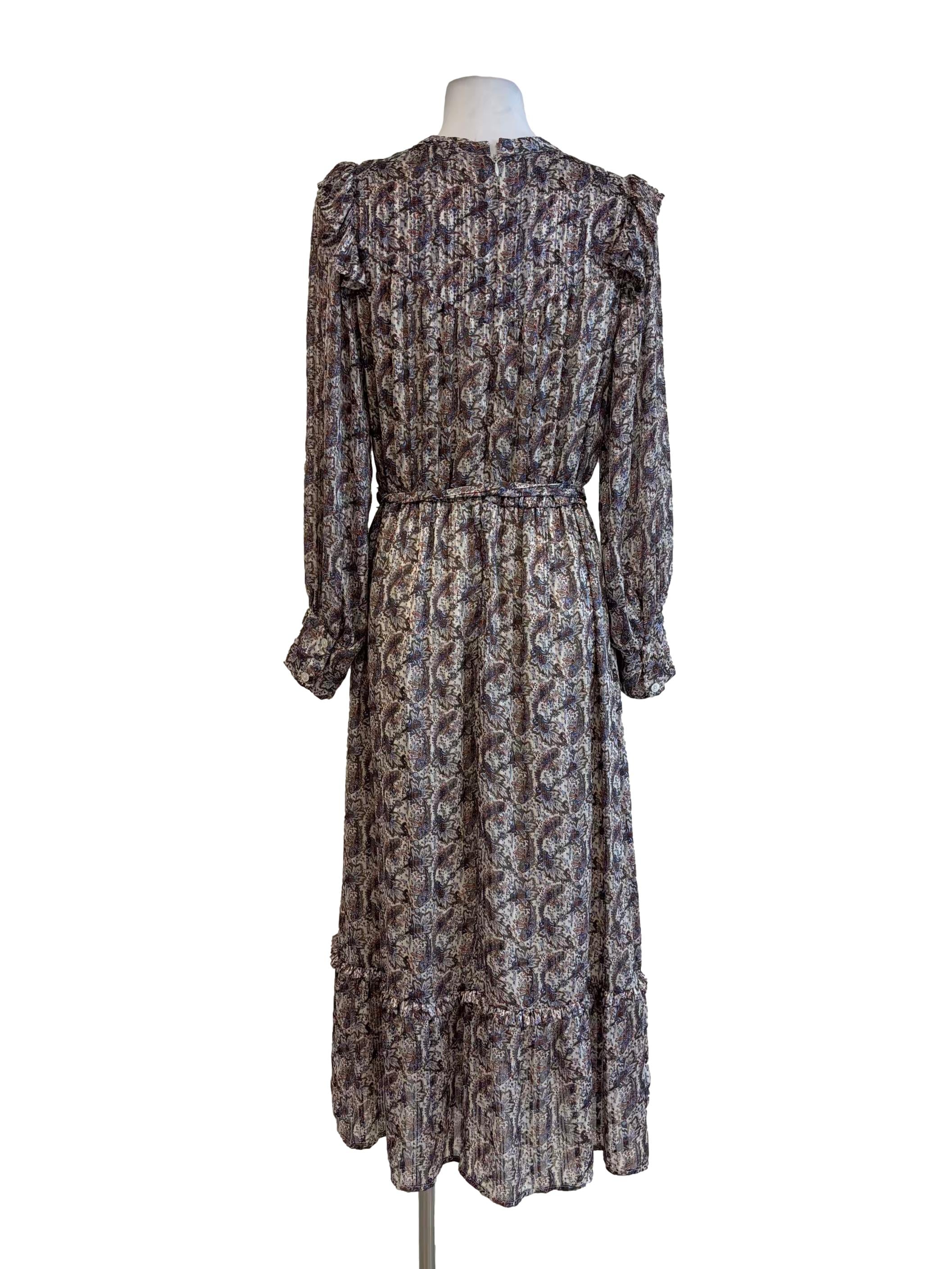 Taupe Brown Long Sleeve Printed Dress