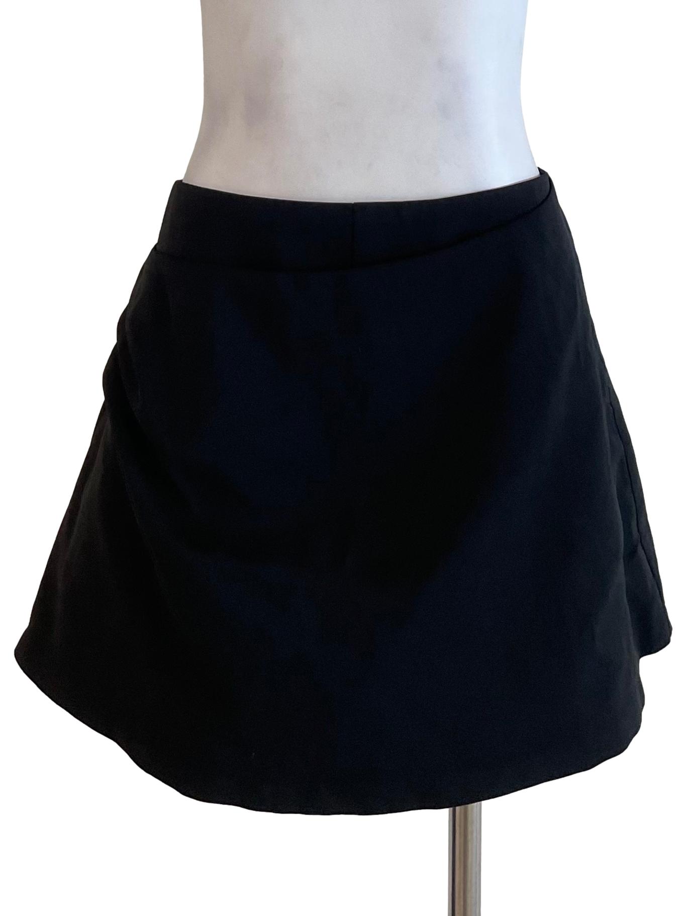 Black Draped Mini Skort