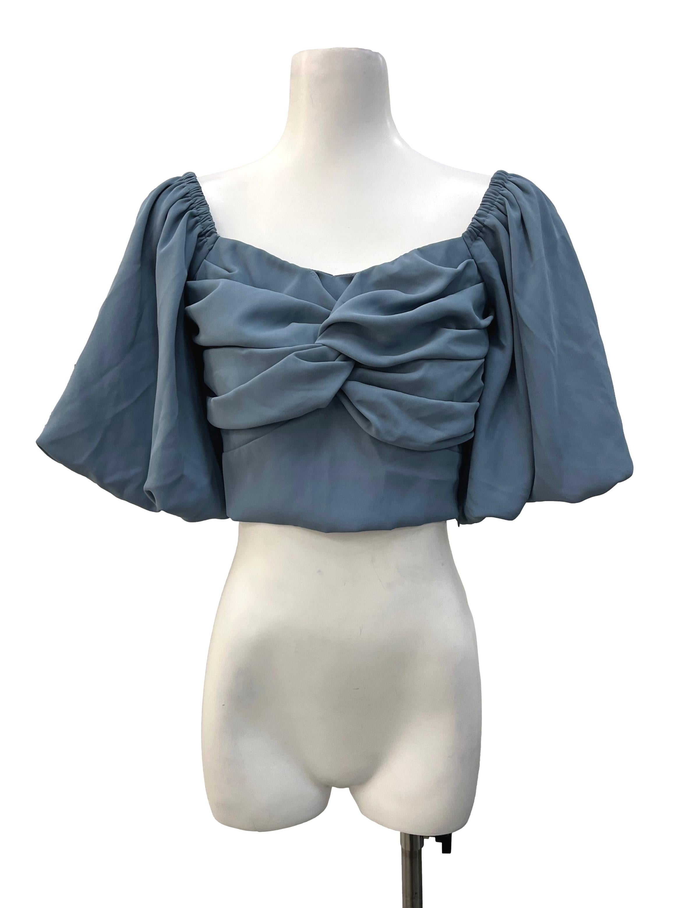 Aegean Blue Puffy Sleeve Top