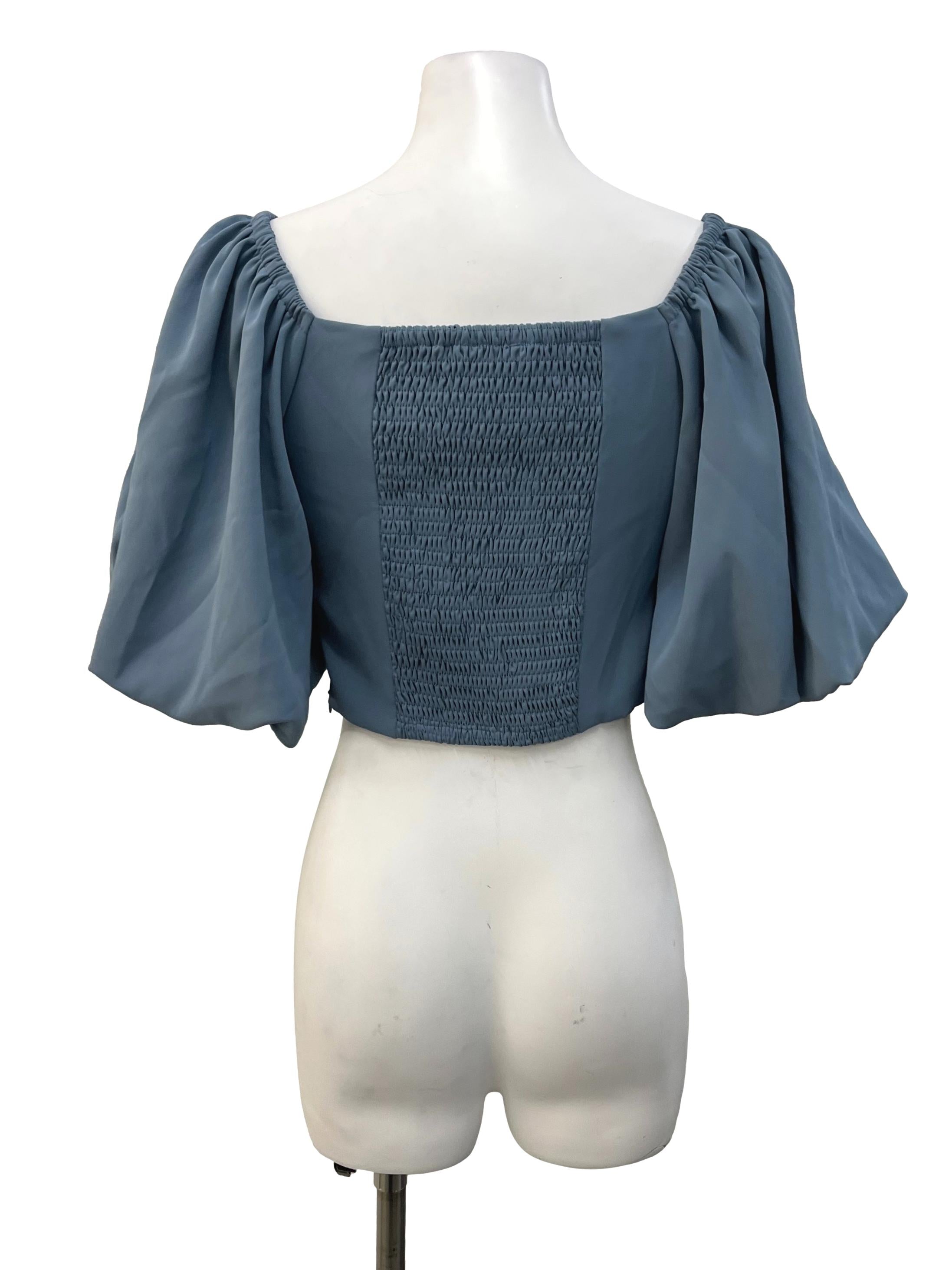 Aegean Blue Puffy Sleeve Top