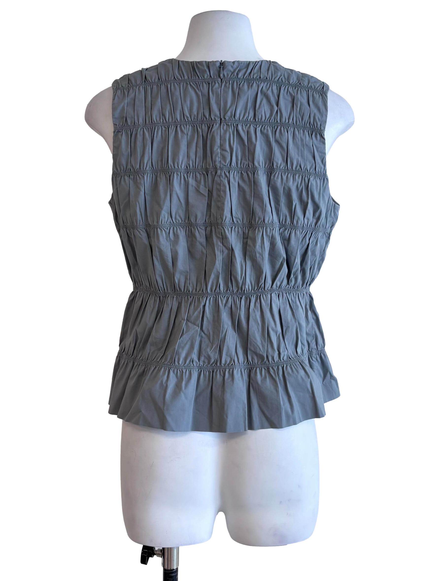 Slate Grey Shirred Sleeveless Top