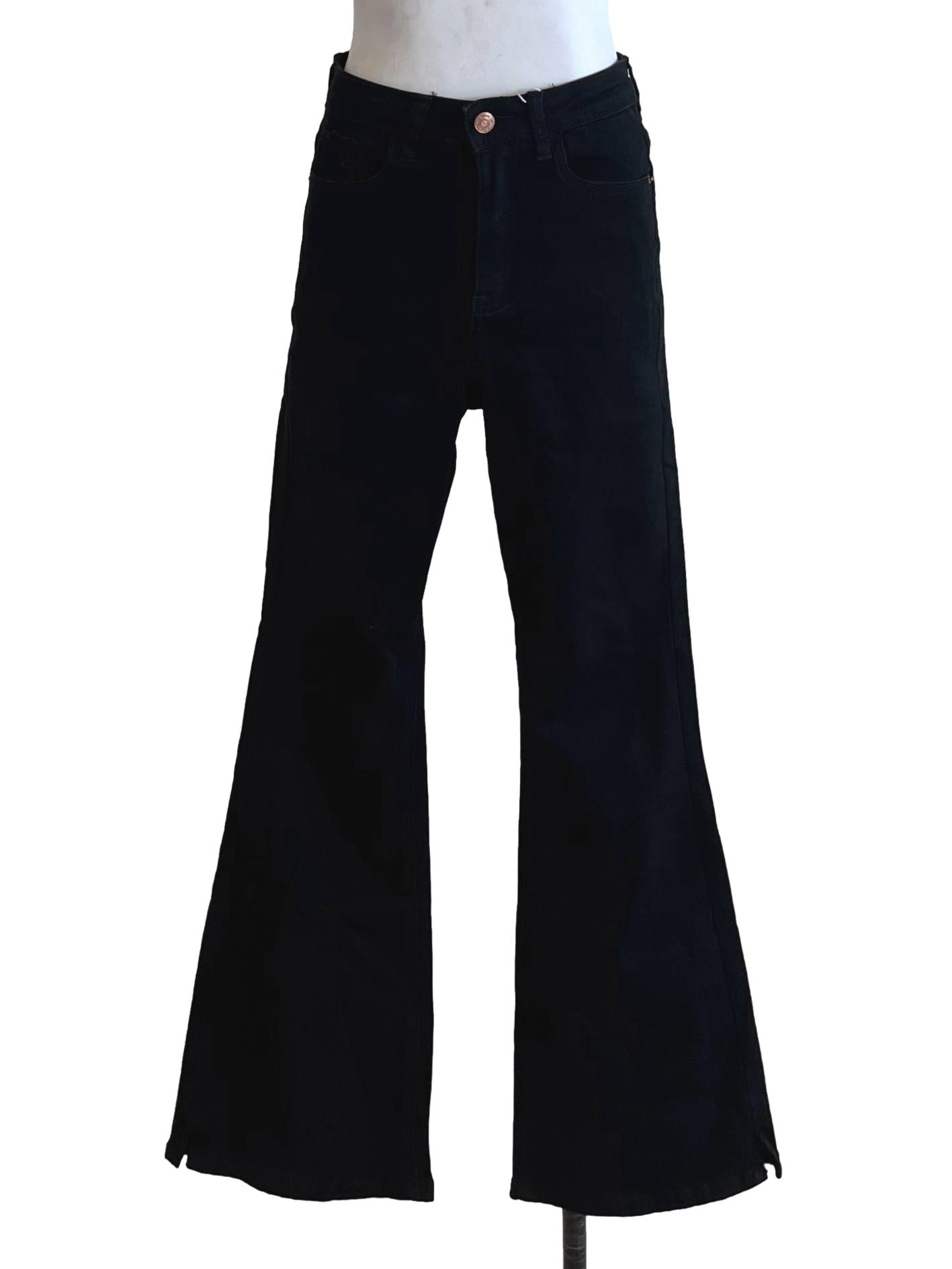 Black High-Waisted Straight Jeans