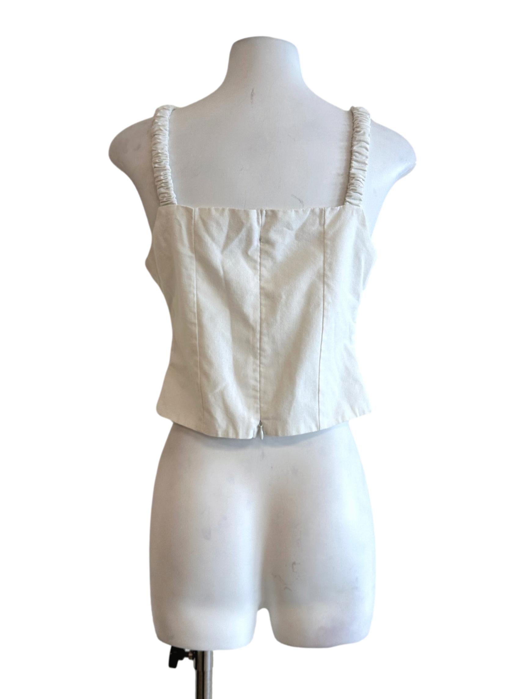 Daisy White Non Padded Sleeveless Top