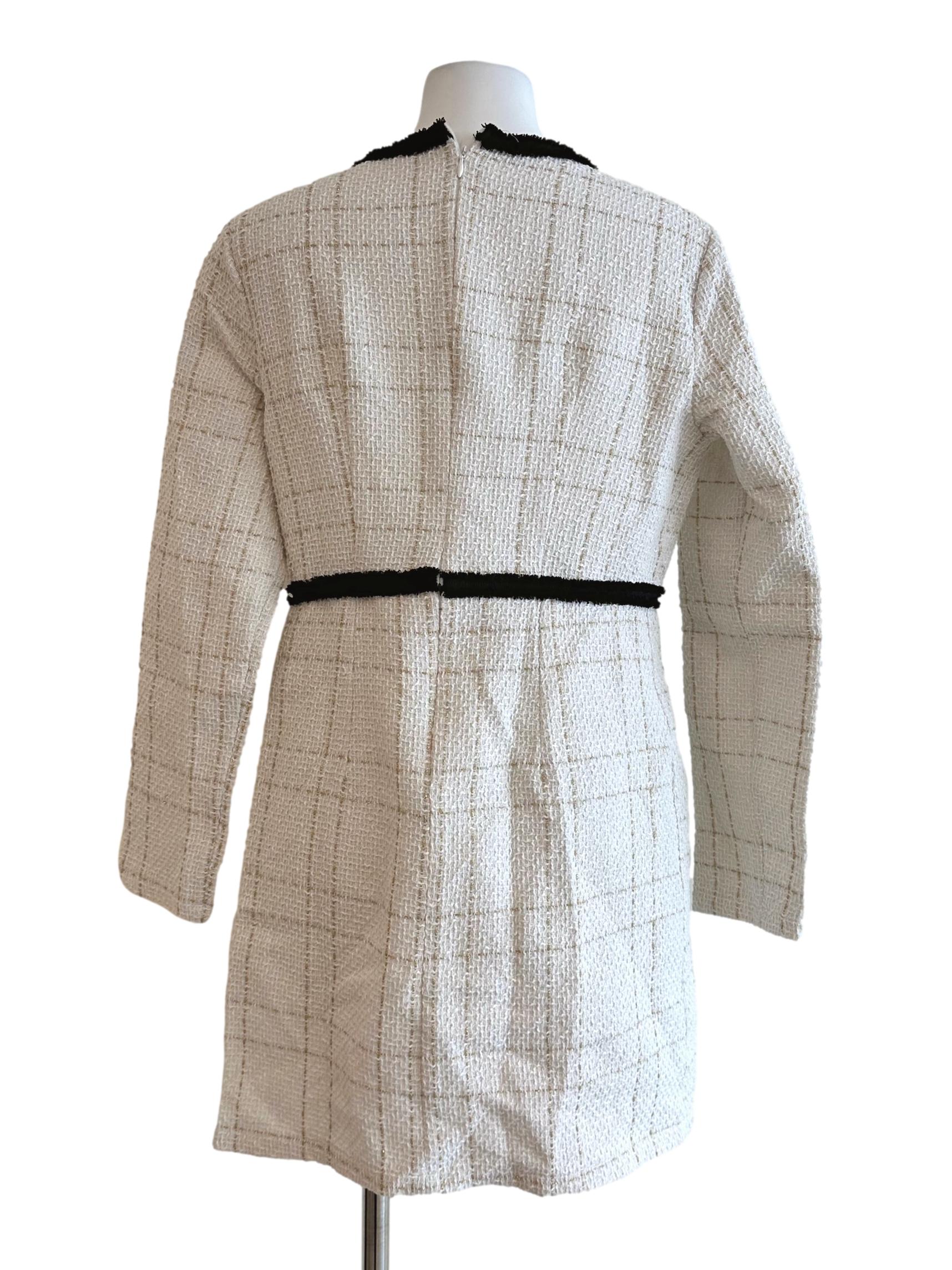 Alabaster White Tweed Pattern Dress