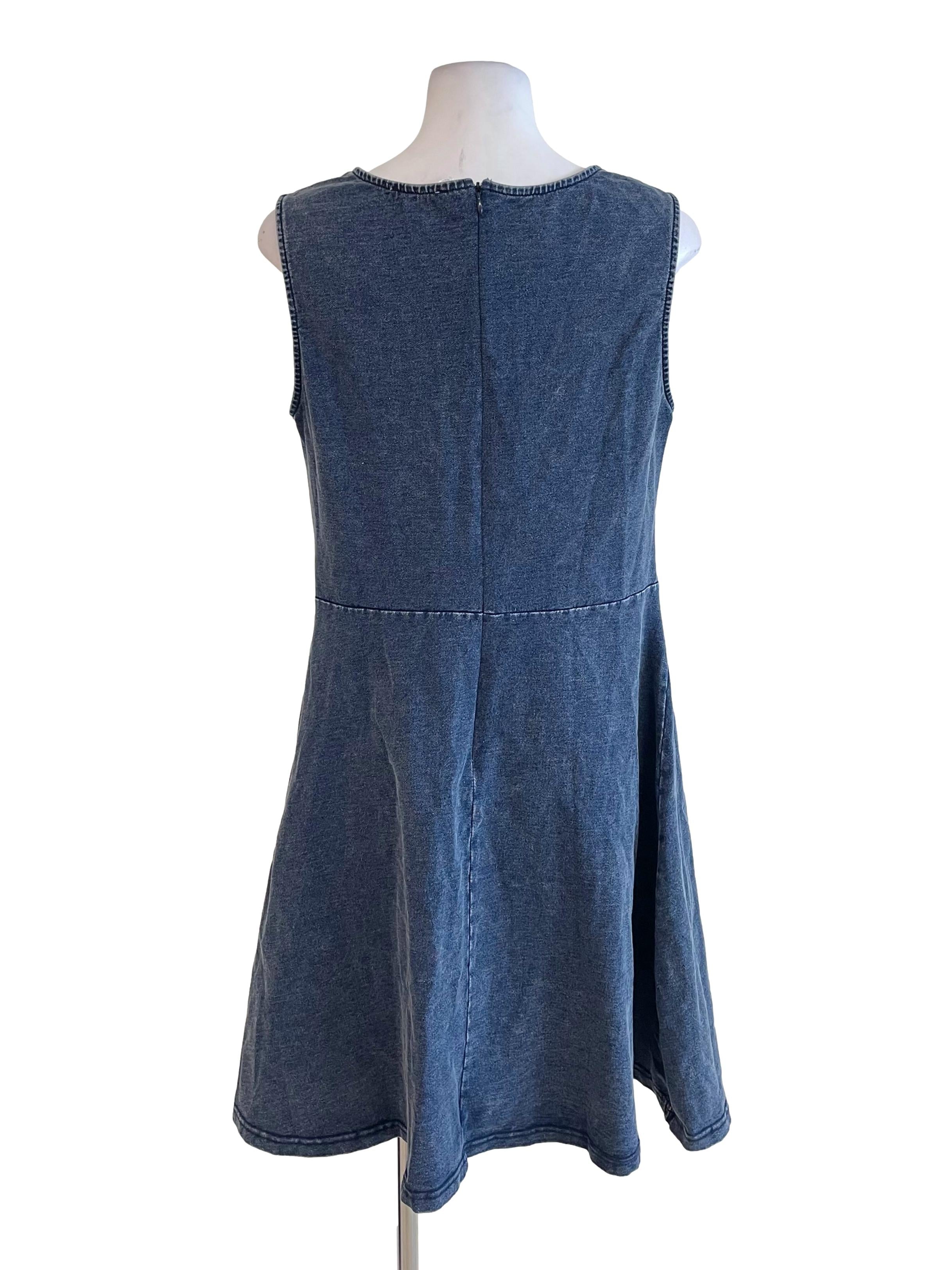 Dusty Blue Draped A-Line Dress