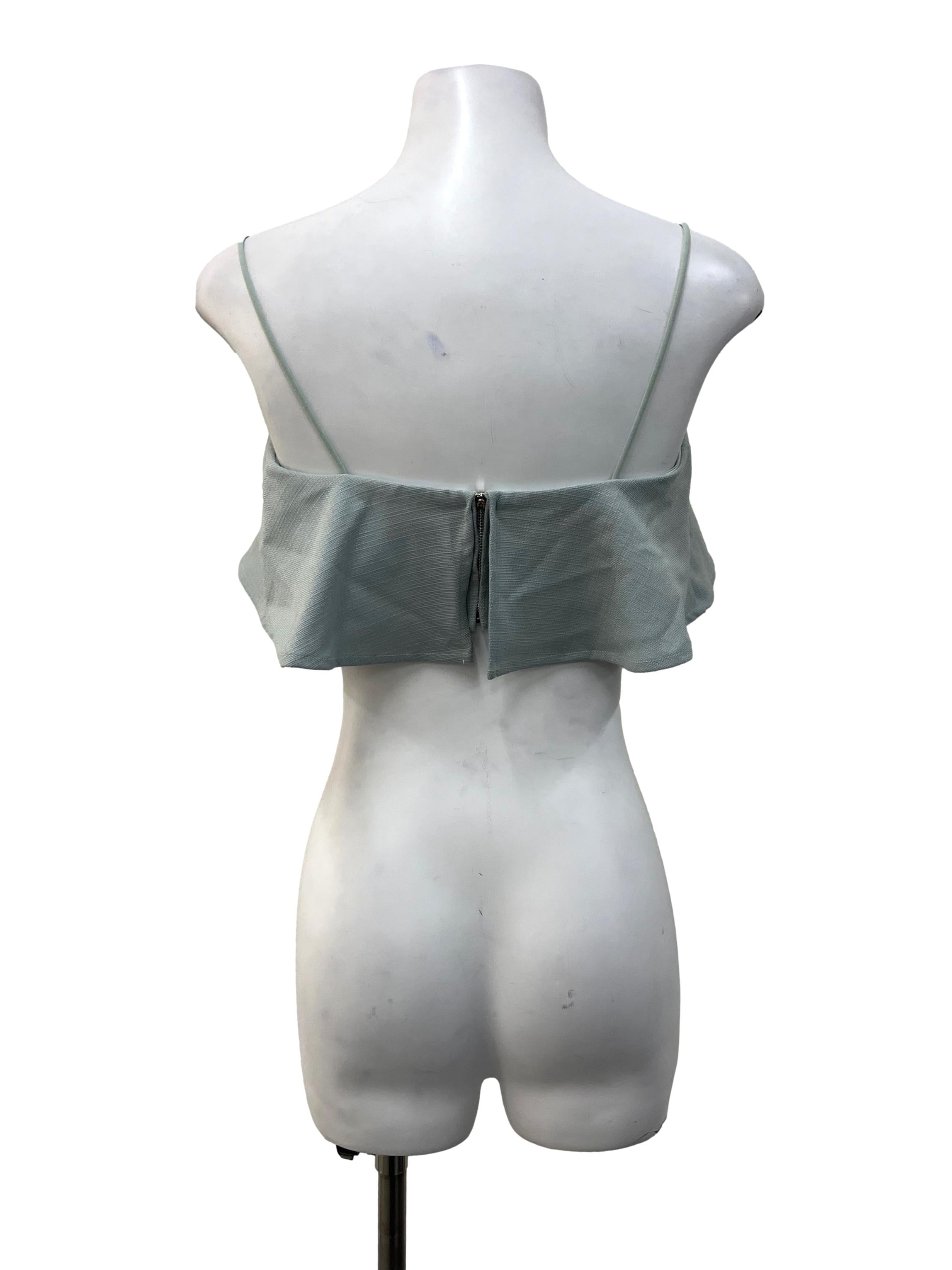 Mint Tweed Pleats Top