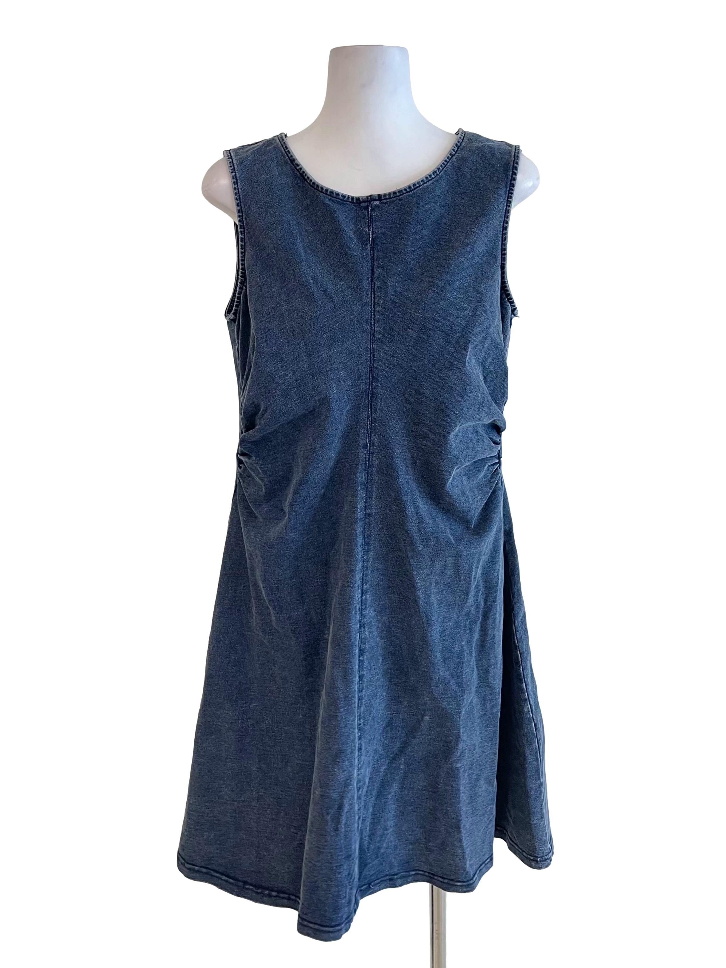 Dusty Blue Draped A-Line Dress