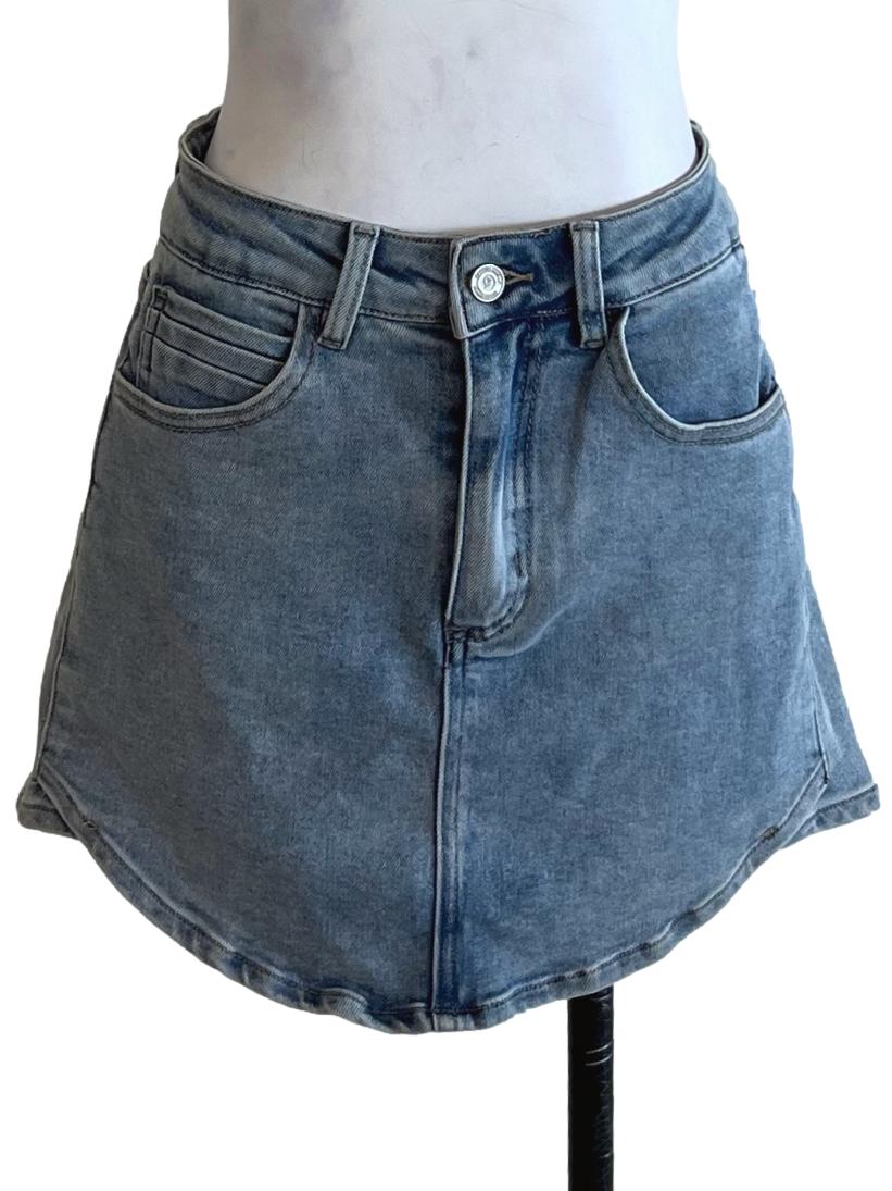 Sky Blue High-Waisted Skirt