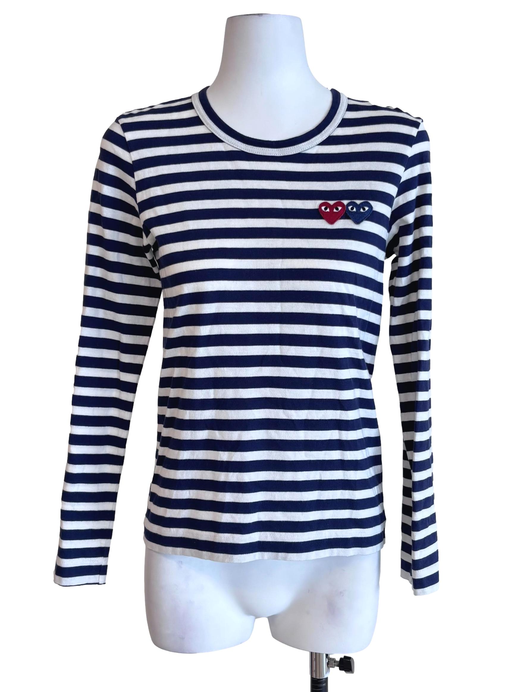 Navy Blue Stripe Long Sleeve Tee
