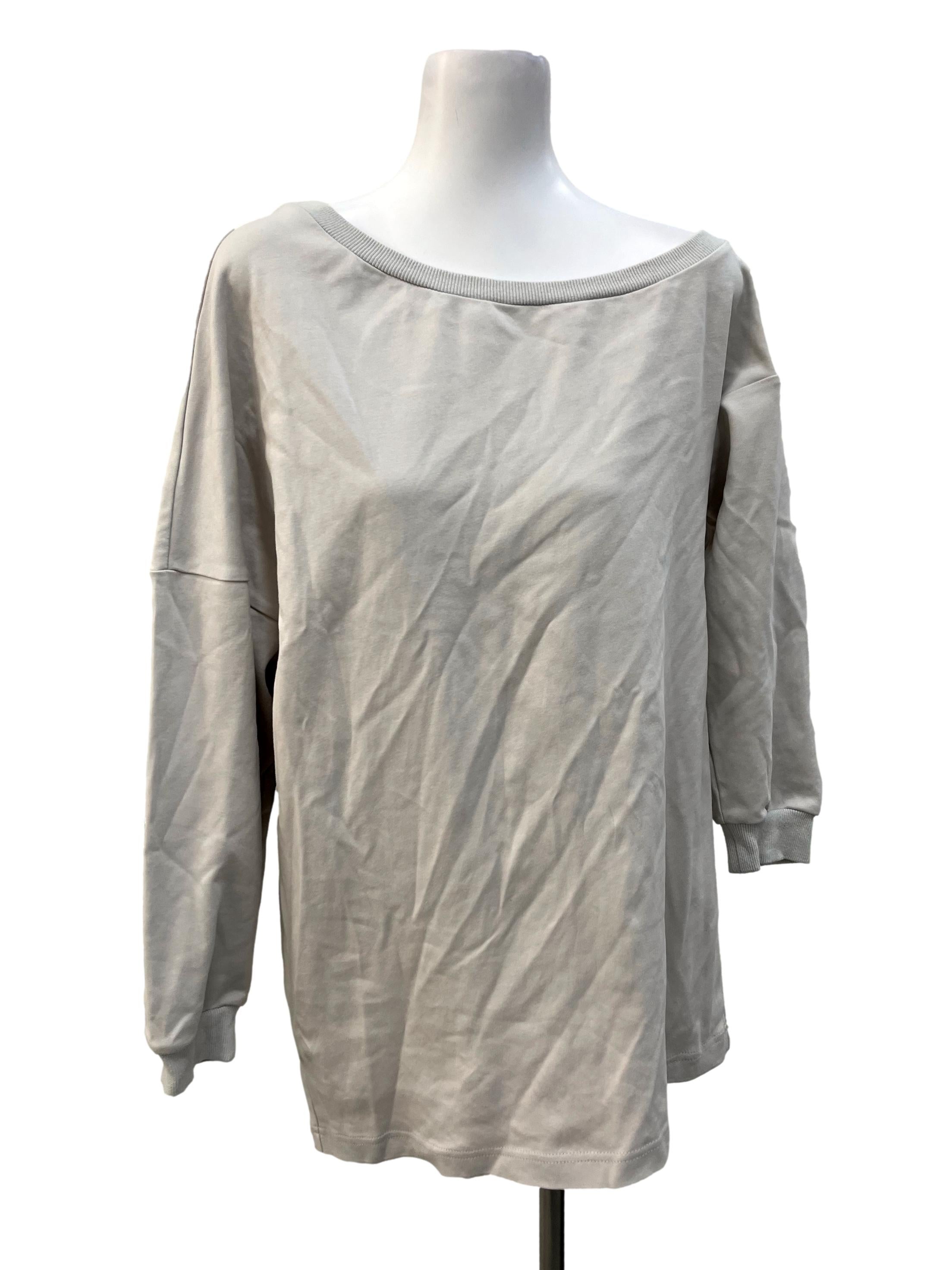 Light Grey Asymmetrical Neck Line Long Pullover