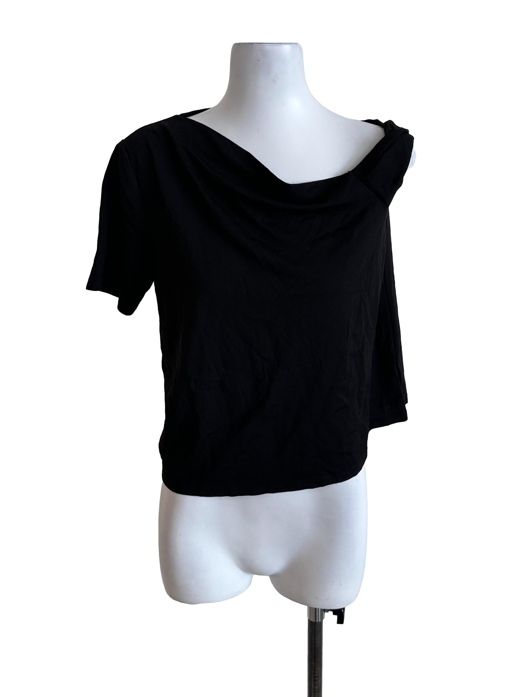 Raven Black Asymmetric Off Shoulder Top