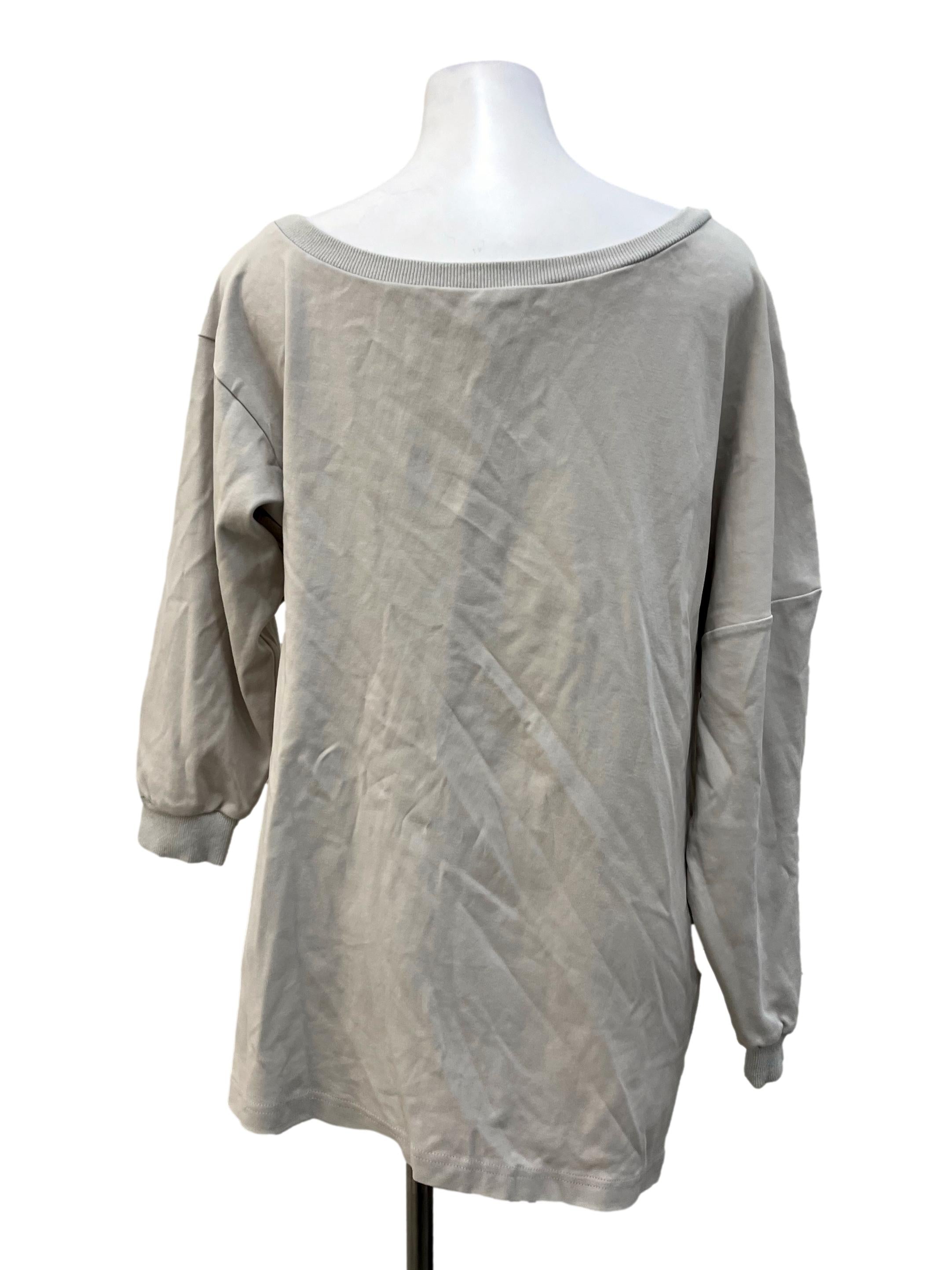 Light Grey Asymmetrical Neck Line Long Pullover