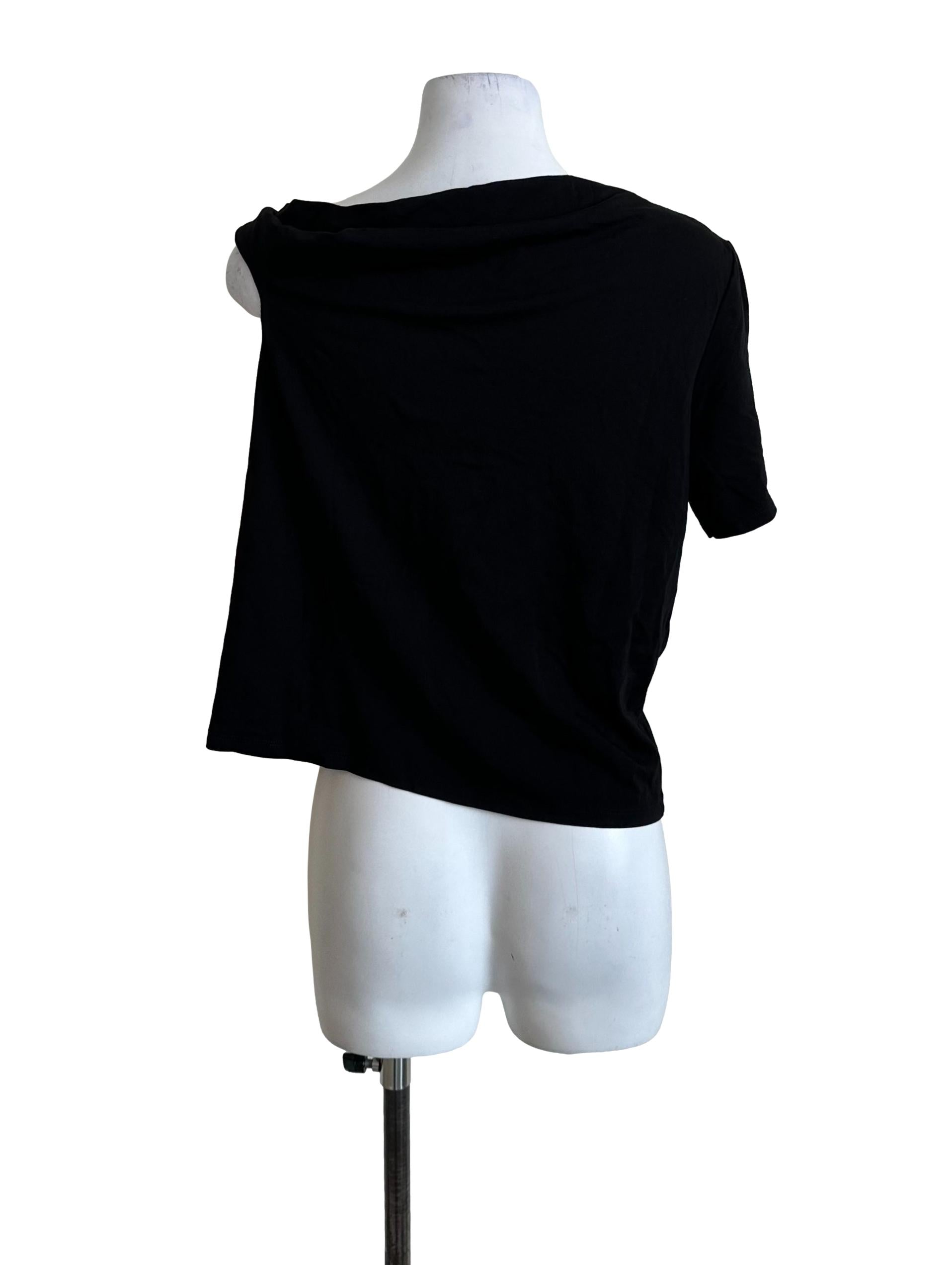 Raven Black Asymmetric Off Shoulder Top