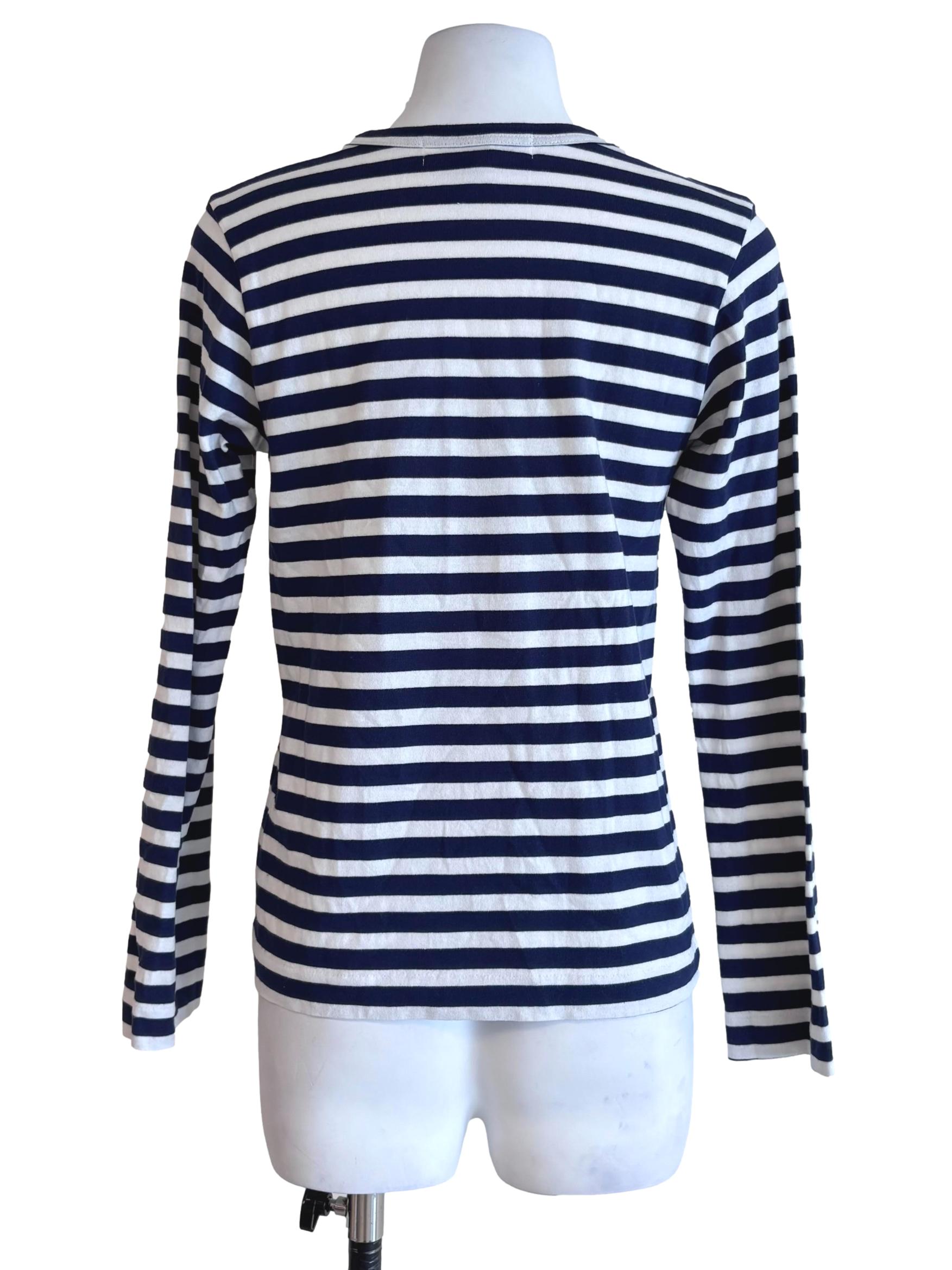 Navy Blue Stripe Long Sleeve Tee
